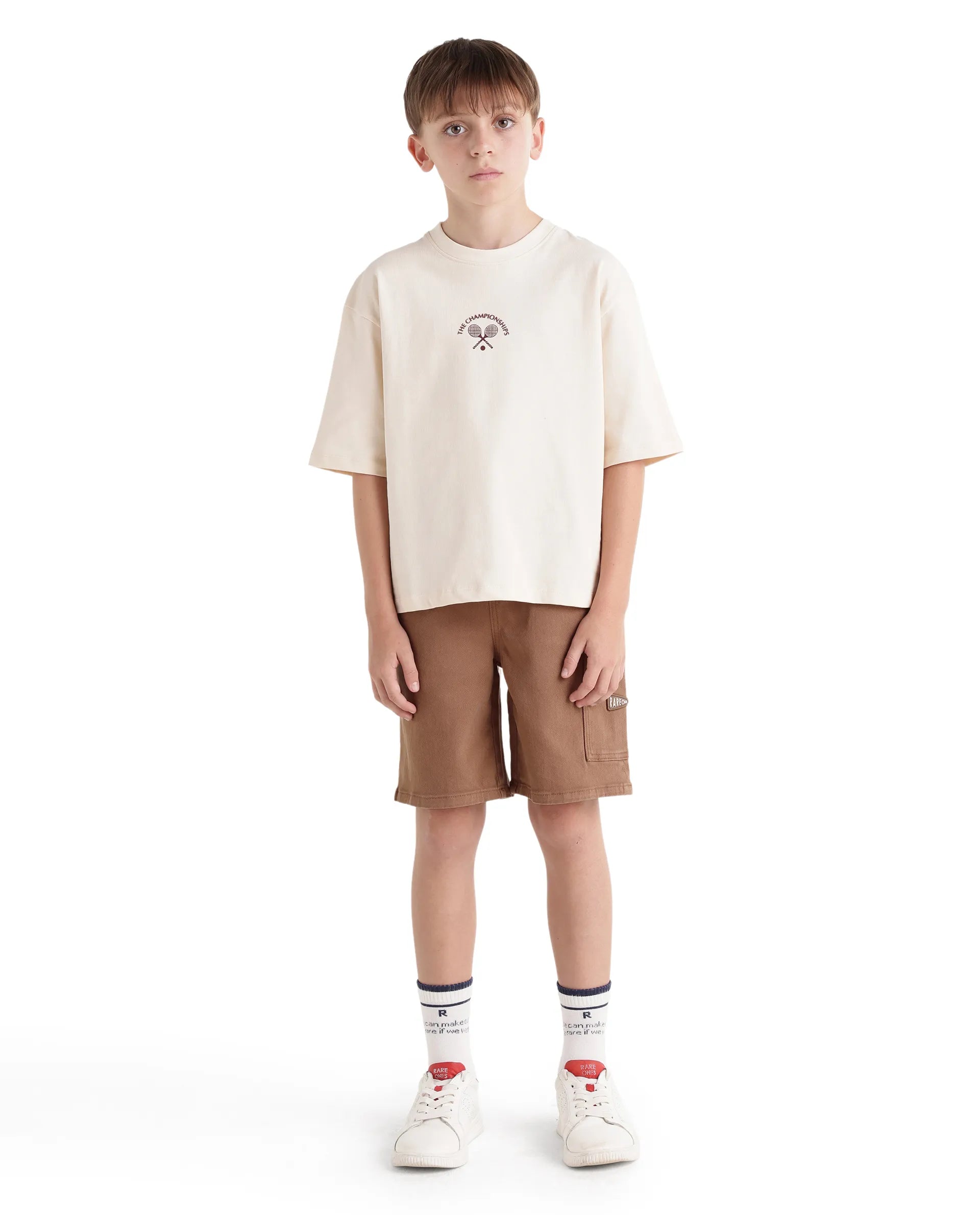 Rare Ones Kids Olio Light Brown Cotton Fabric Pull-On Closure Regular Fit Shorts