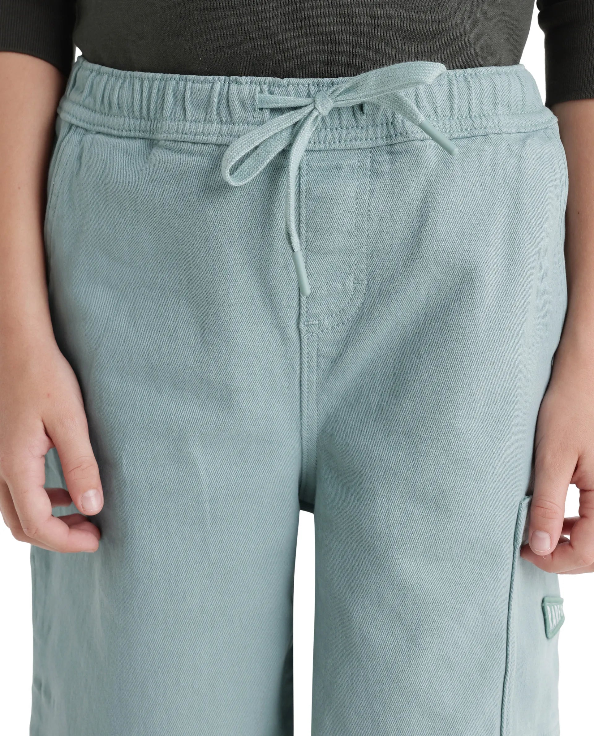 Rare Ones Kids Olio Sage Cotton Fabric Pull-On Closure Regular Fit Shorts