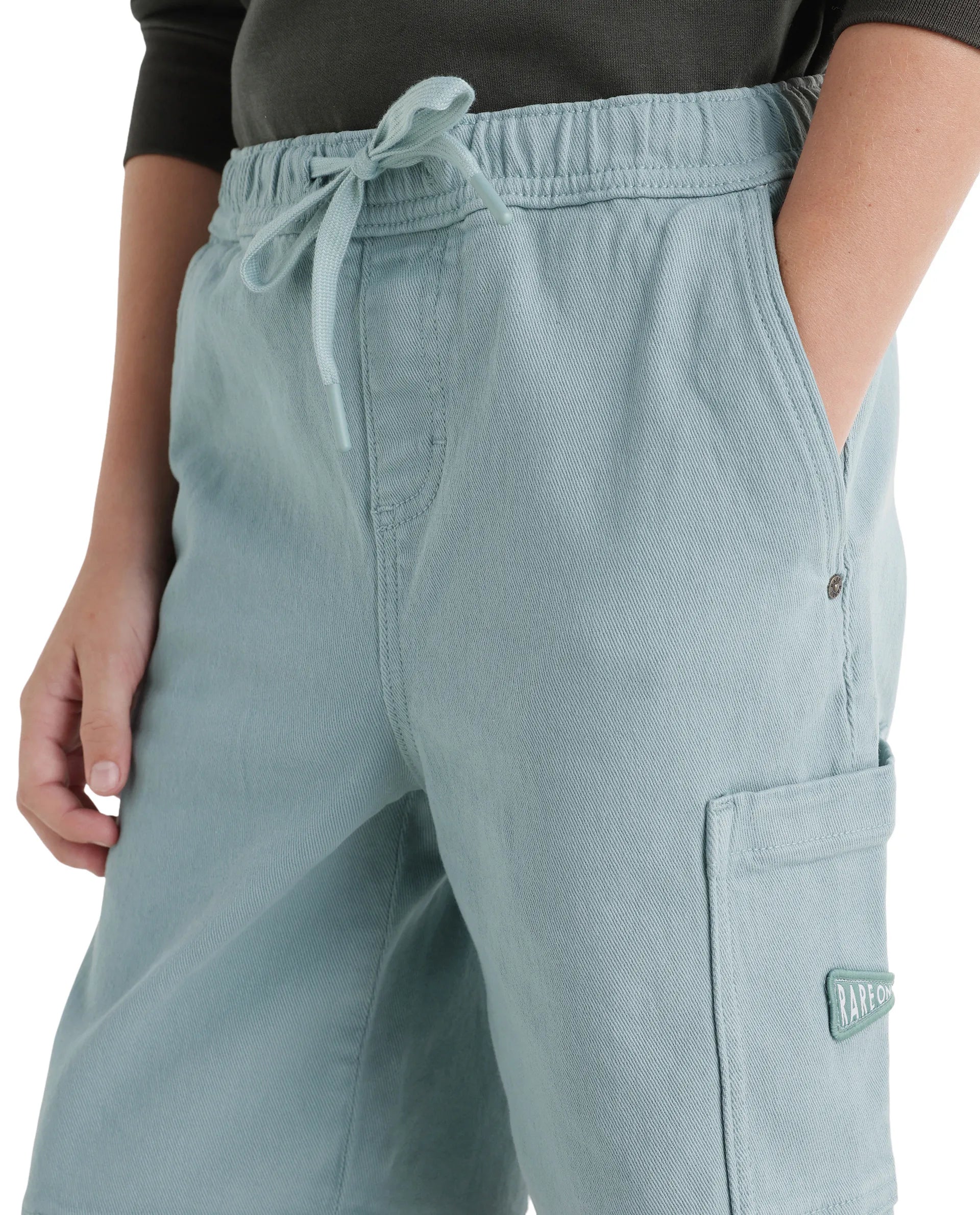 Rare Ones Kids Olio Sage Cotton Fabric Pull-On Closure Regular Fit Shorts