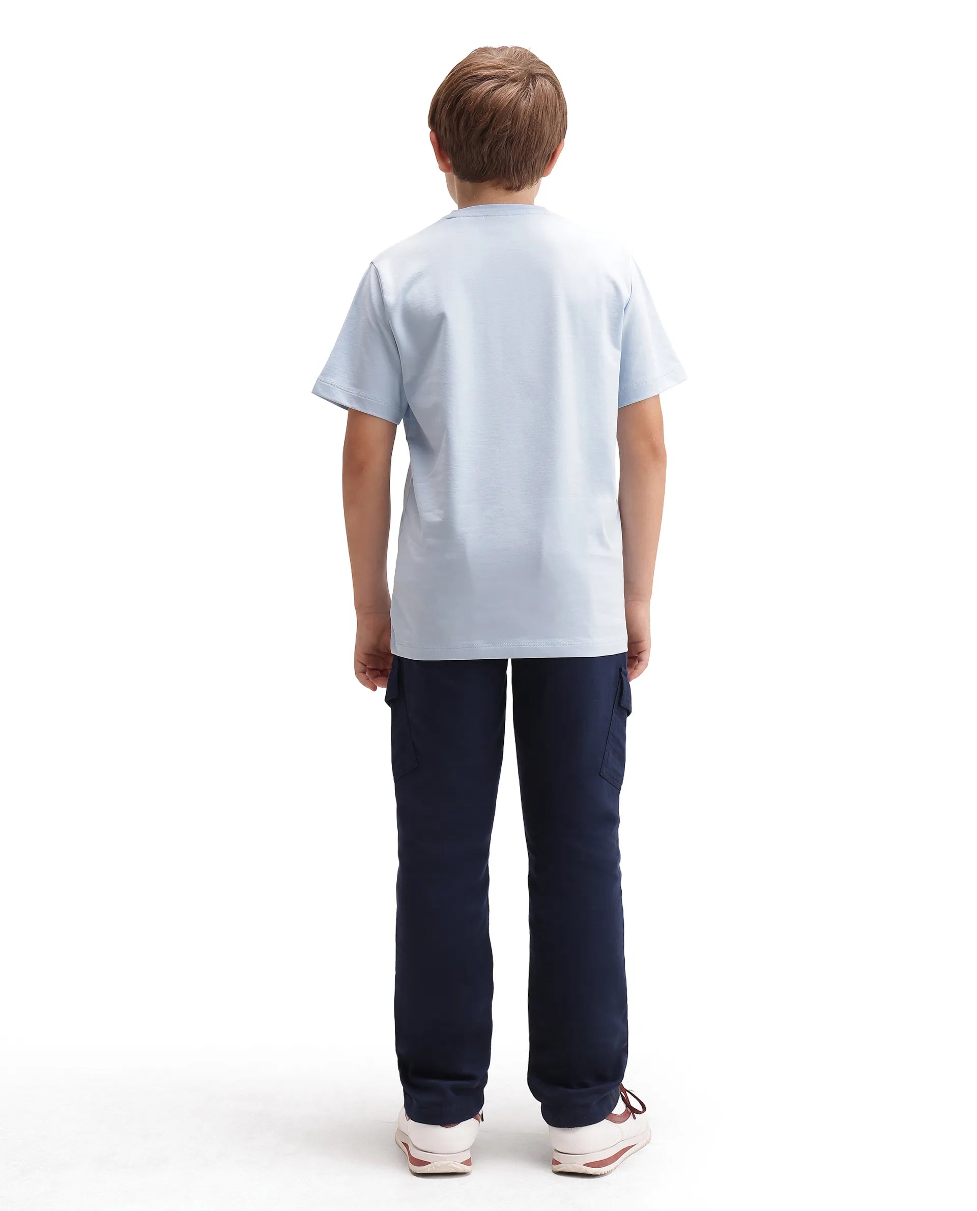 Rare Ones Kids Presso-K-Aw-26 Dark Navy Cotton Fabric Button And Zipper Closure Cargo Trouser