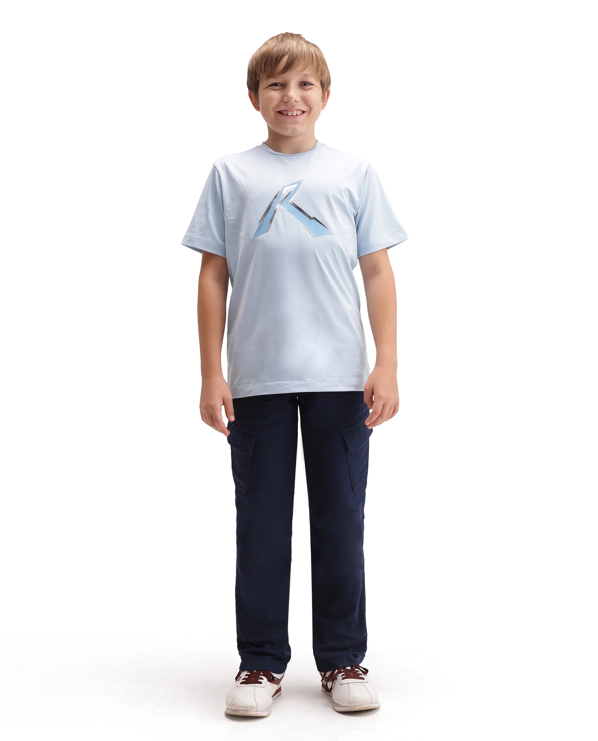 Rare Ones Kids Presso-K-Aw-26 Dark Navy Cotton Fabric Button And Zipper Closure Cargo Trouser