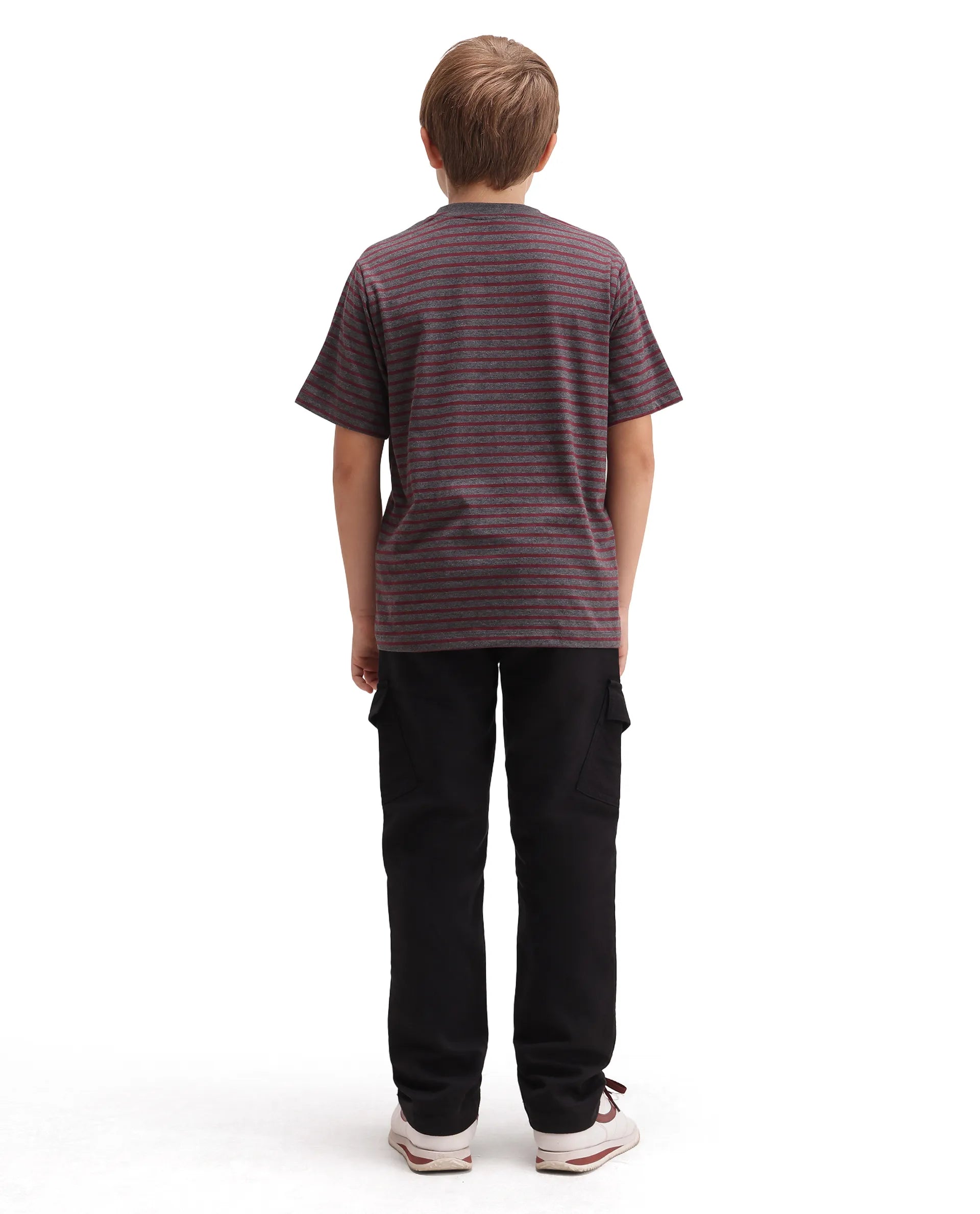 Rare Ones Kids Presso-K-Aw-26 Black Cotton Fabric Button And Zipper Closure Cargo Trouser