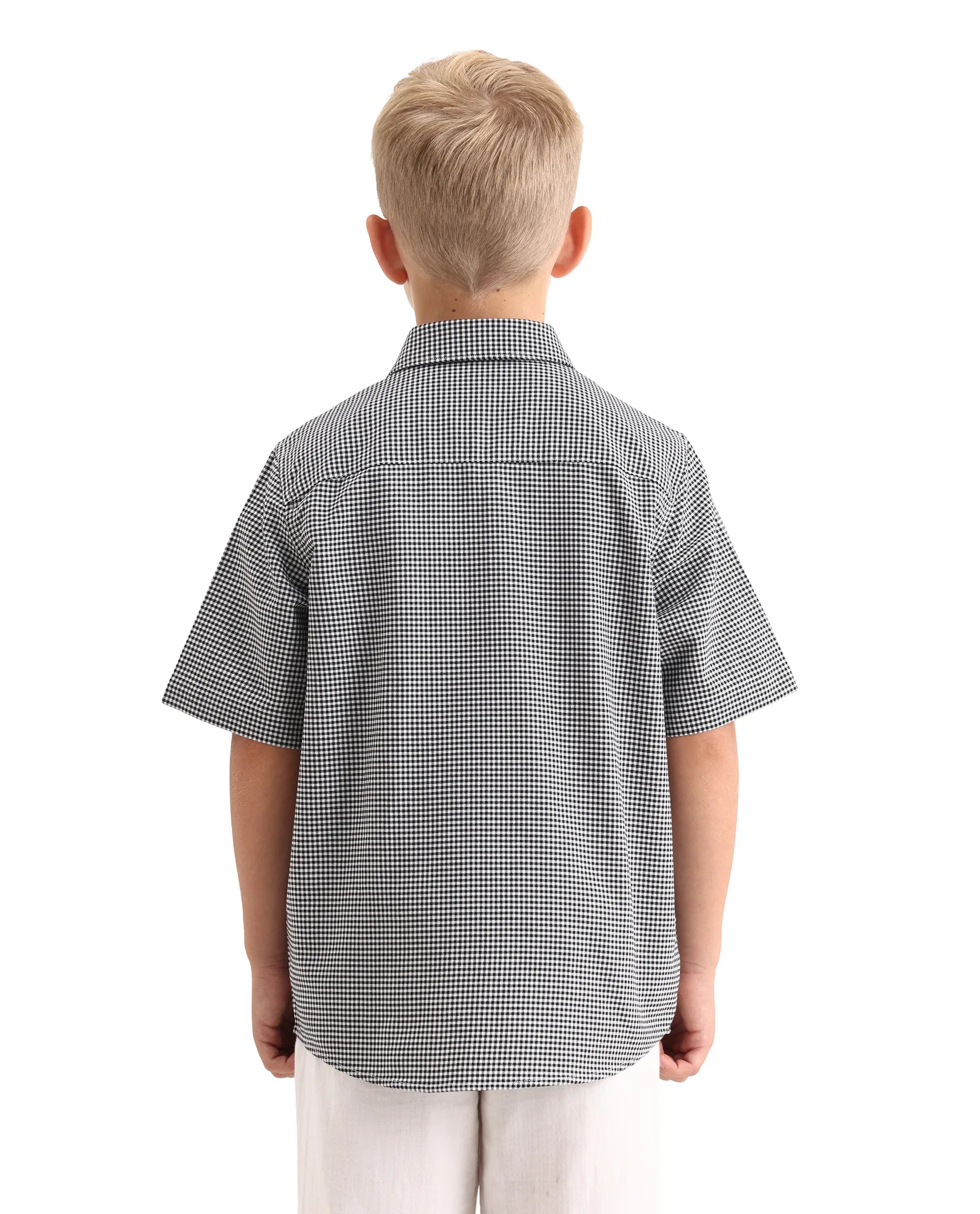 Rare Ones Kids Larton Black Cotton Fabric Button Closure Regular Fit Shirt