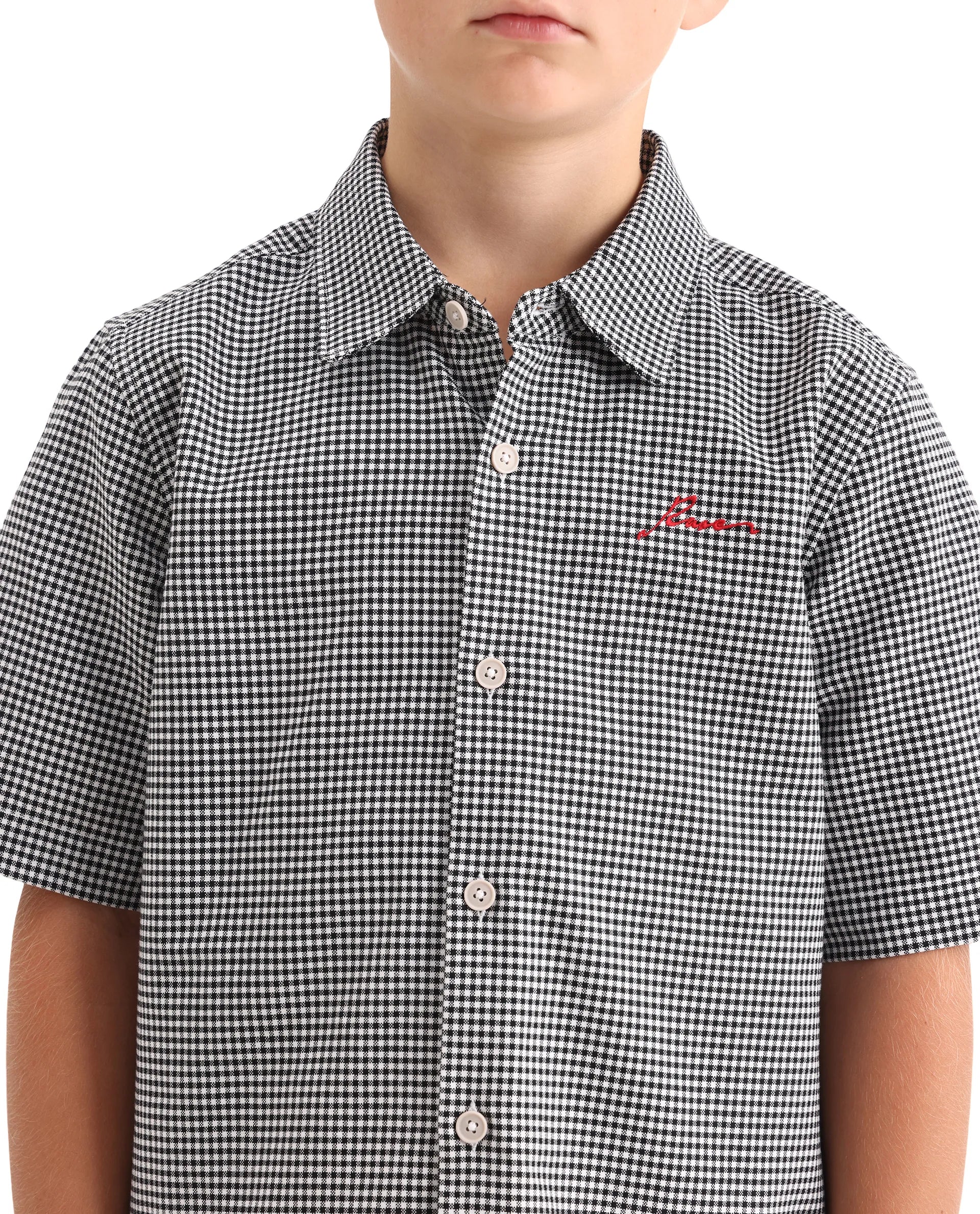 Rare Ones Kids Larton Black Cotton Fabric Button Closure Regular Fit Shirt