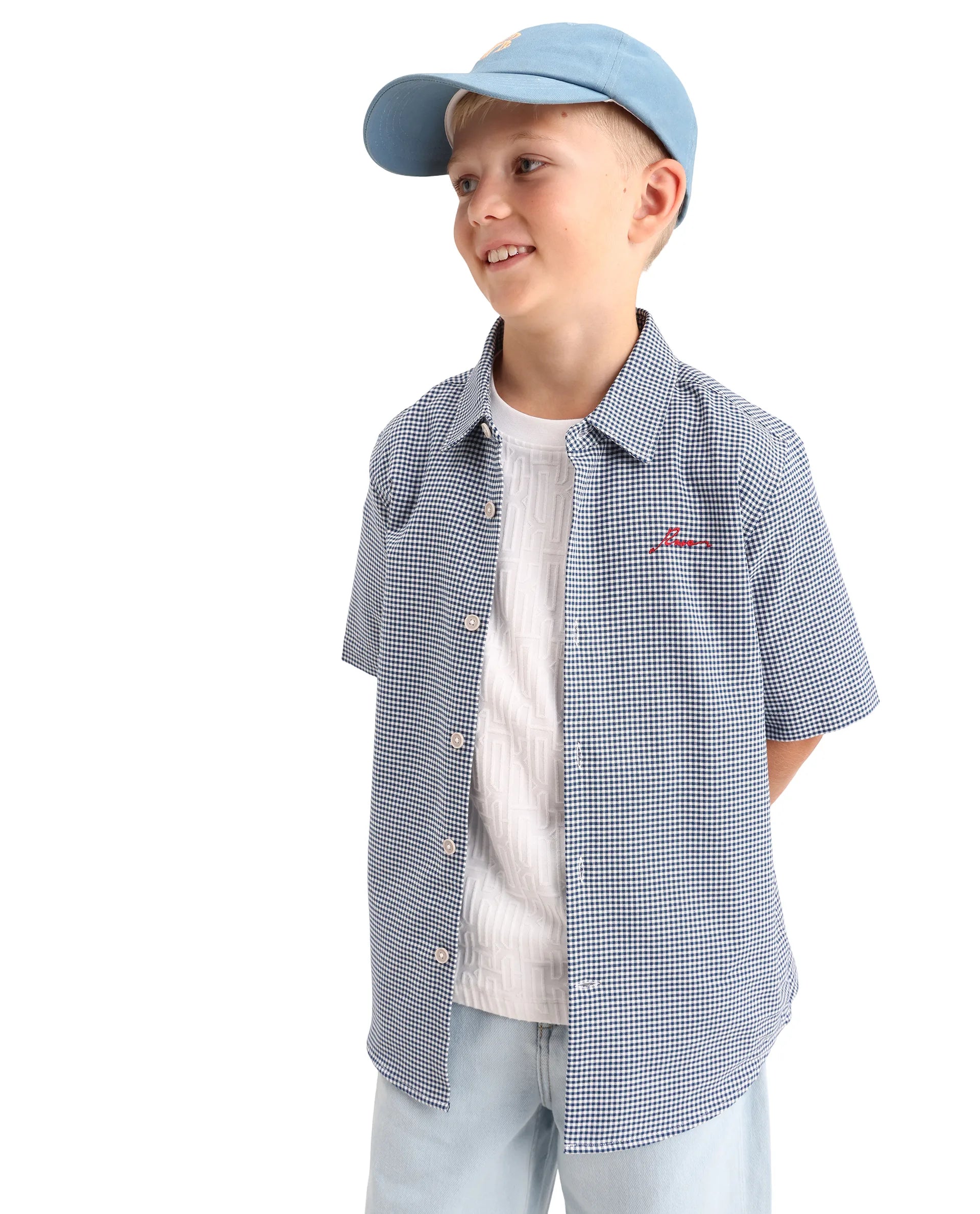 Rare Ones Kids Larton Light Blue Cotton Fabric Button Closure Regular Fit Shirt