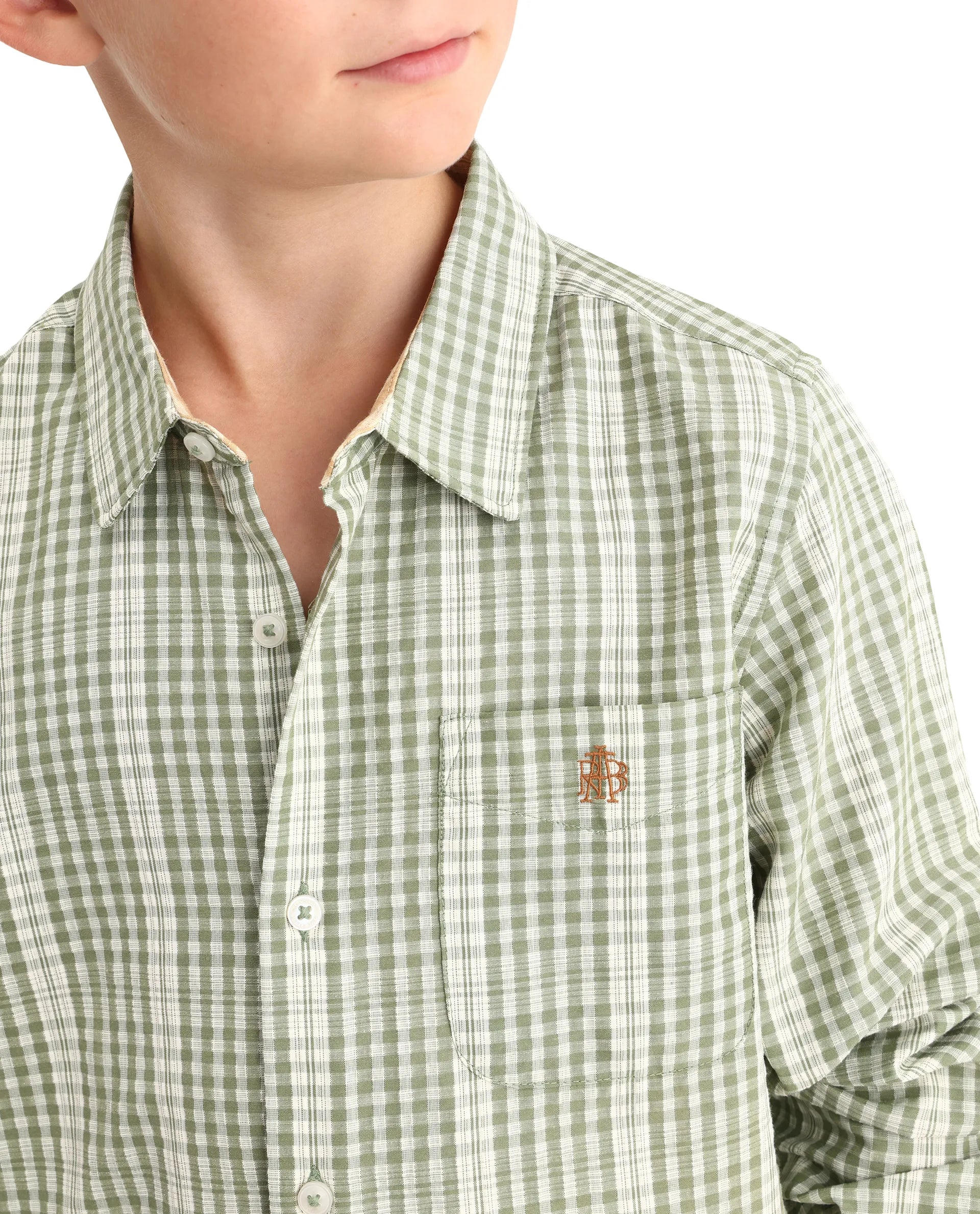 Rare Ones Kids Luton Light Green Polyester Blend Fabric Button Closure Regular Fit Shirt