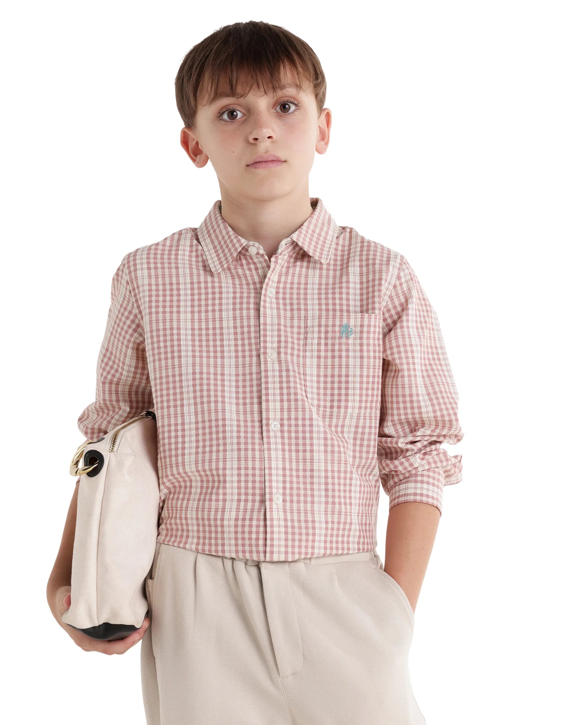 Rare Ones Kids Luton Dark Red Polyester Blend Fabric Button Closure Regular Fit Shirt