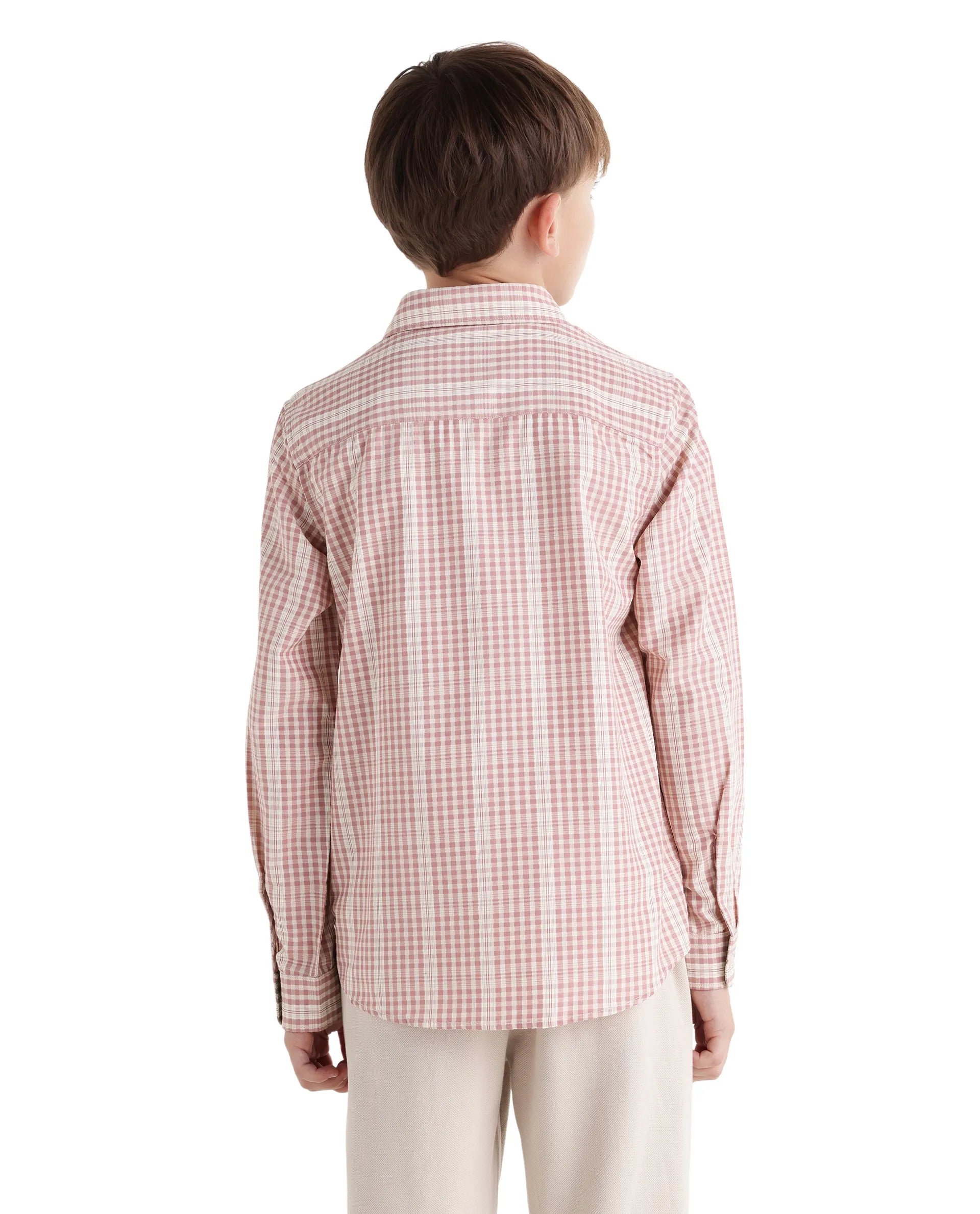 Rare Ones Kids Luton Dark Red Polyester Blend Fabric Button Closure Regular Fit Shirt