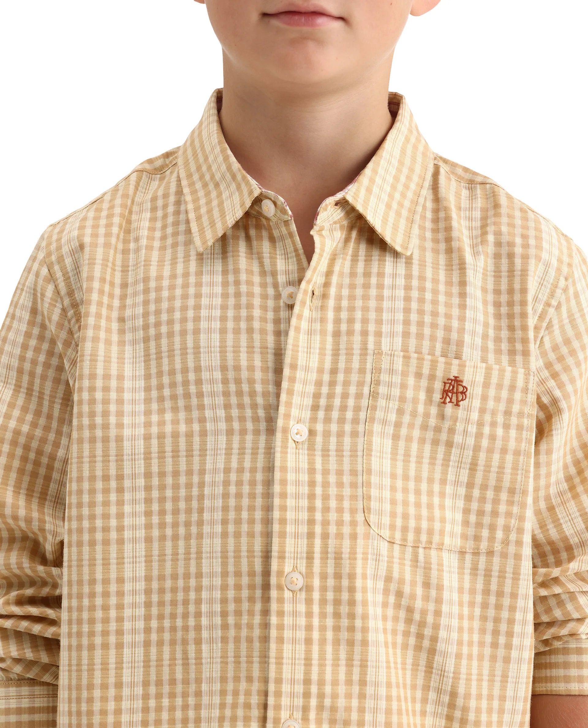 Rare Ones Kids Luton Light Yellow Polyester Blend Fabric Button Closure Regular Fit Shirt