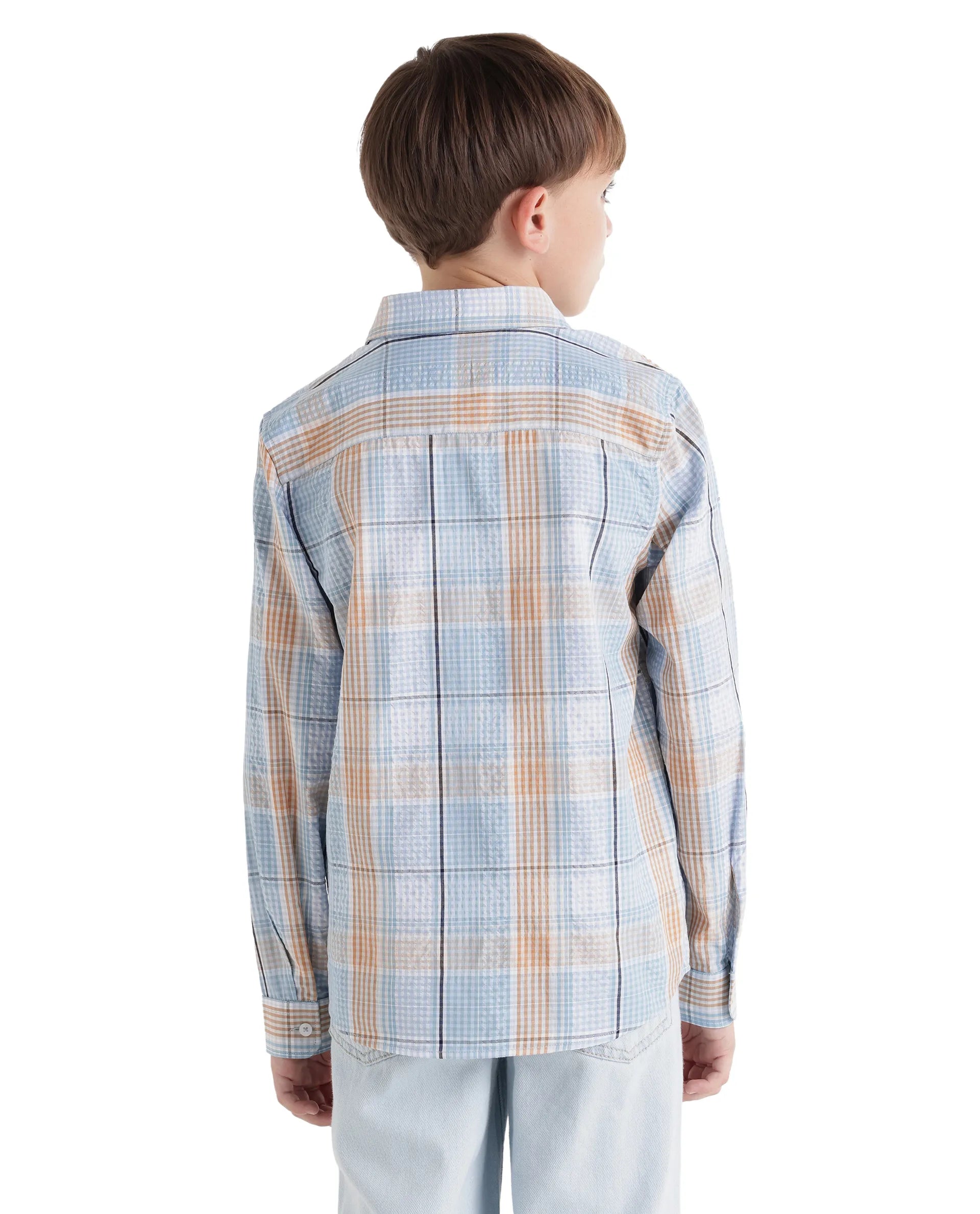 Rare Ones Kids Earst Dark Blue Cotton Blend Fabric Button Closure Regular Fit Shirt