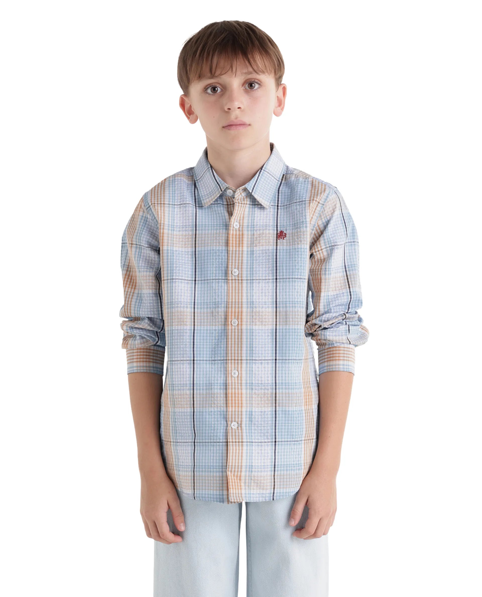 Rare Ones Kids Earst Dark Blue Cotton Blend Fabric Button Closure Regular Fit Shirt