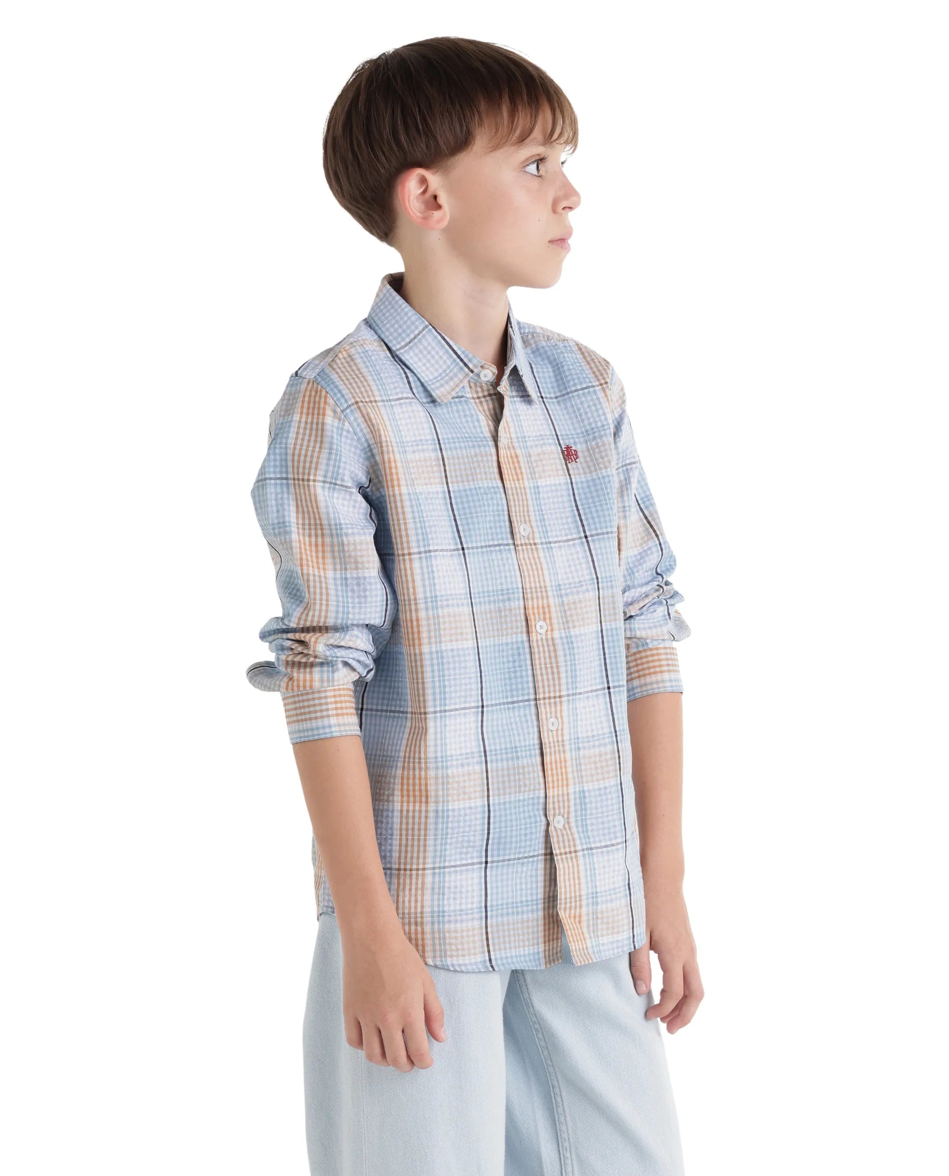 Rare Ones Kids Earst Dark Blue Cotton Blend Fabric Button Closure Regular Fit Shirt