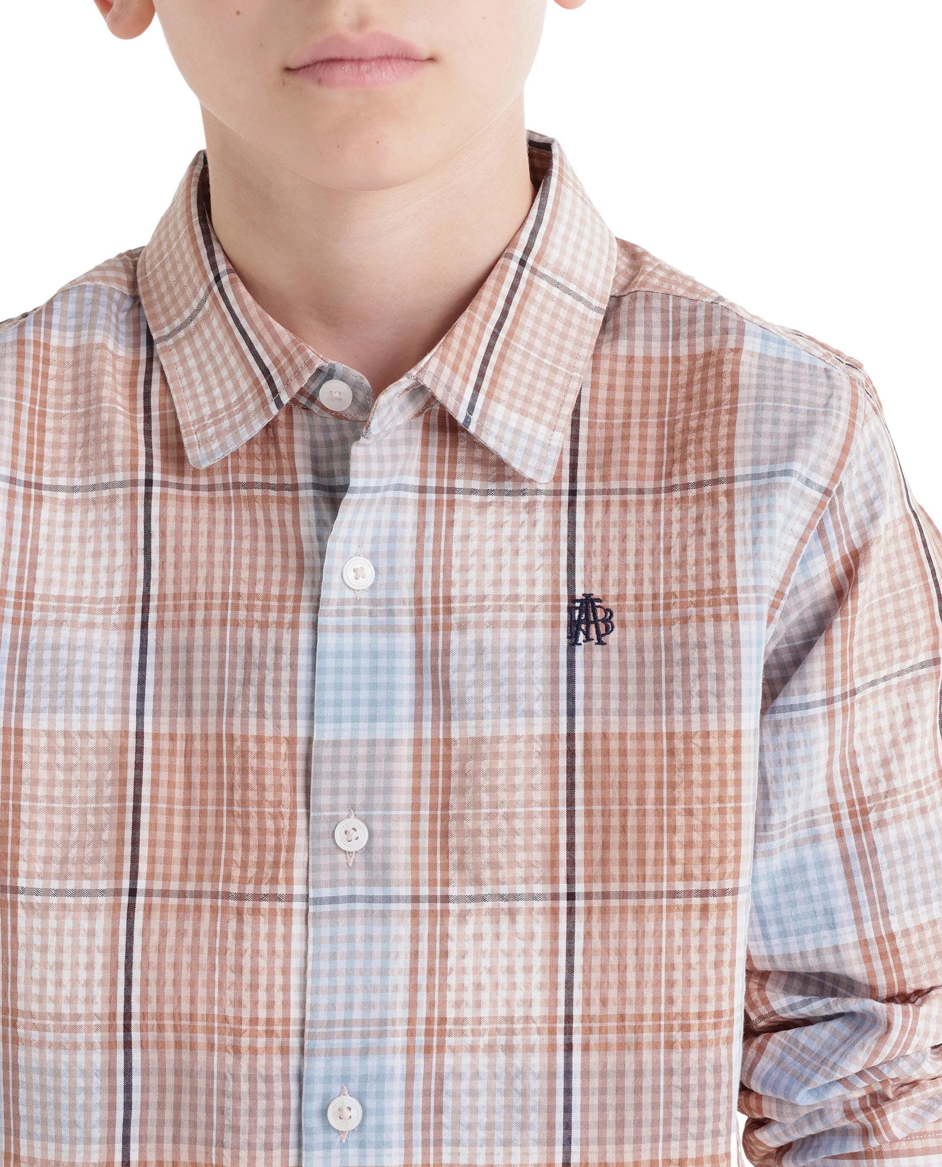 Rare Ones Kids Earst Dark Rust Cotton Blend Fabric Button Closure Regular Fit Shirt