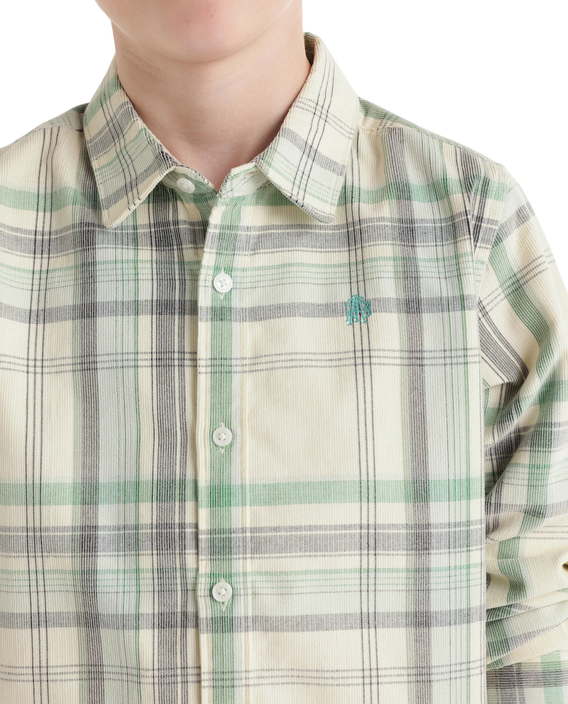 Rare Ones Kids Throo Light Green Cotton Blend Fabric Button Closure Regular Fit Shirt