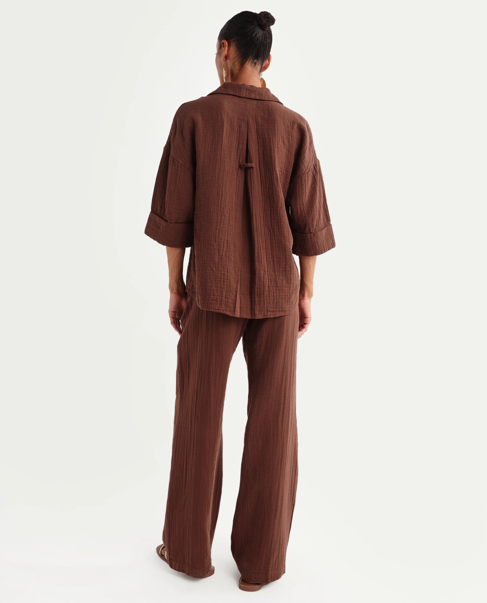 Rareism Women's Rudoc-B Brown Cotton Relaxed Plain Trouser