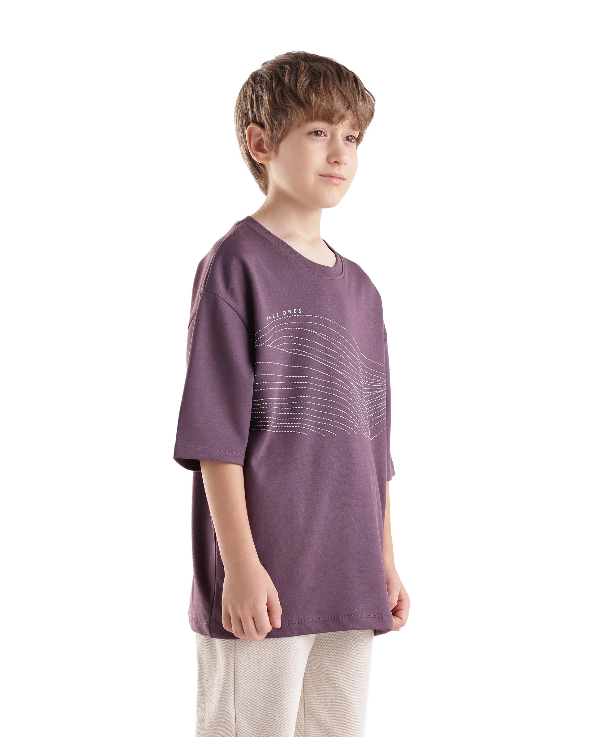 Rare Ones Kids Vint26-K Dusky Pink Cotton Blend Fabric Pull-On Closure Oversized Fit T-Shirt