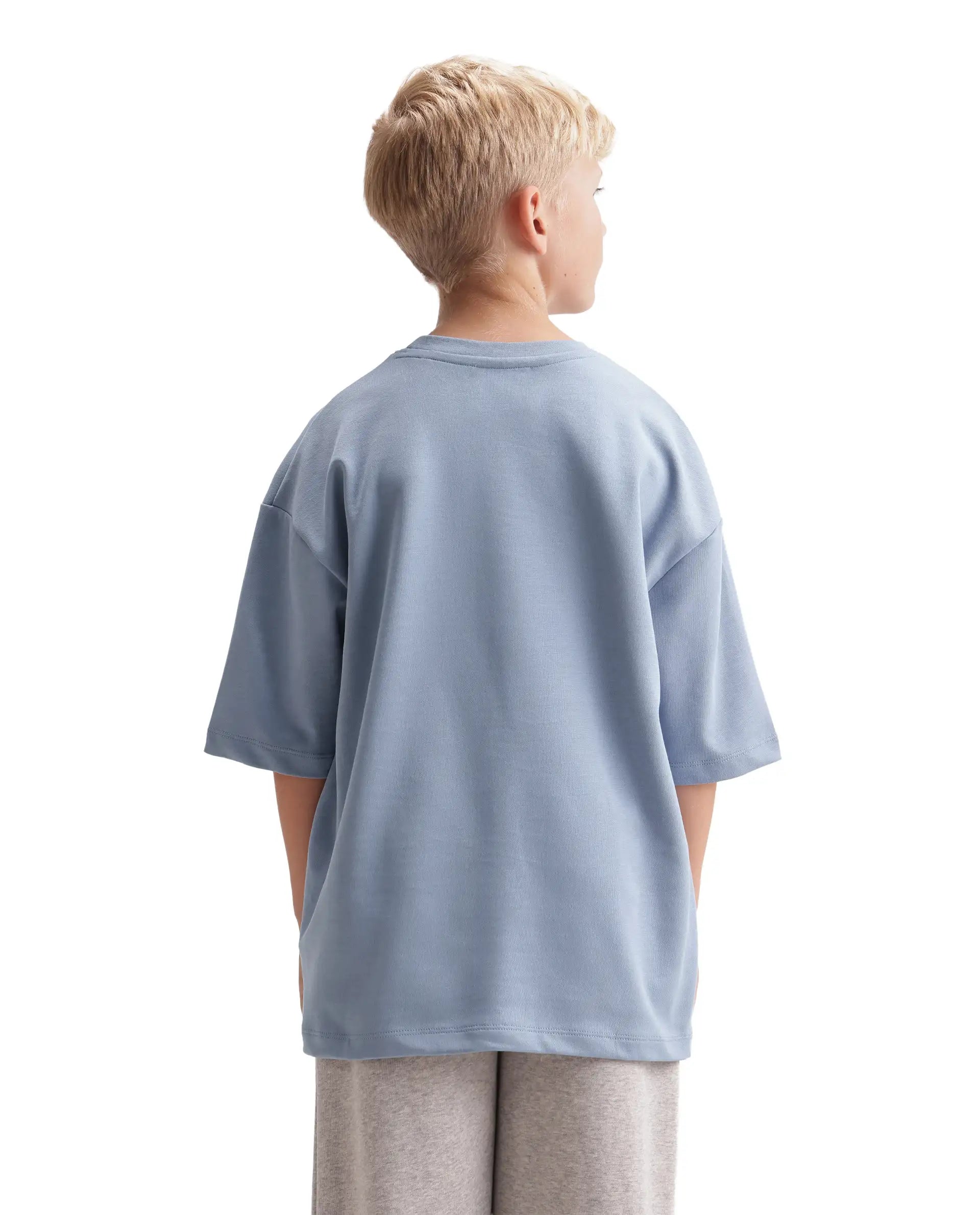 Rare Ones Kids Vint26-K Dusky Blue Cotton Blend Fabric Pull-On Closure Oversized Fit T-Shirt