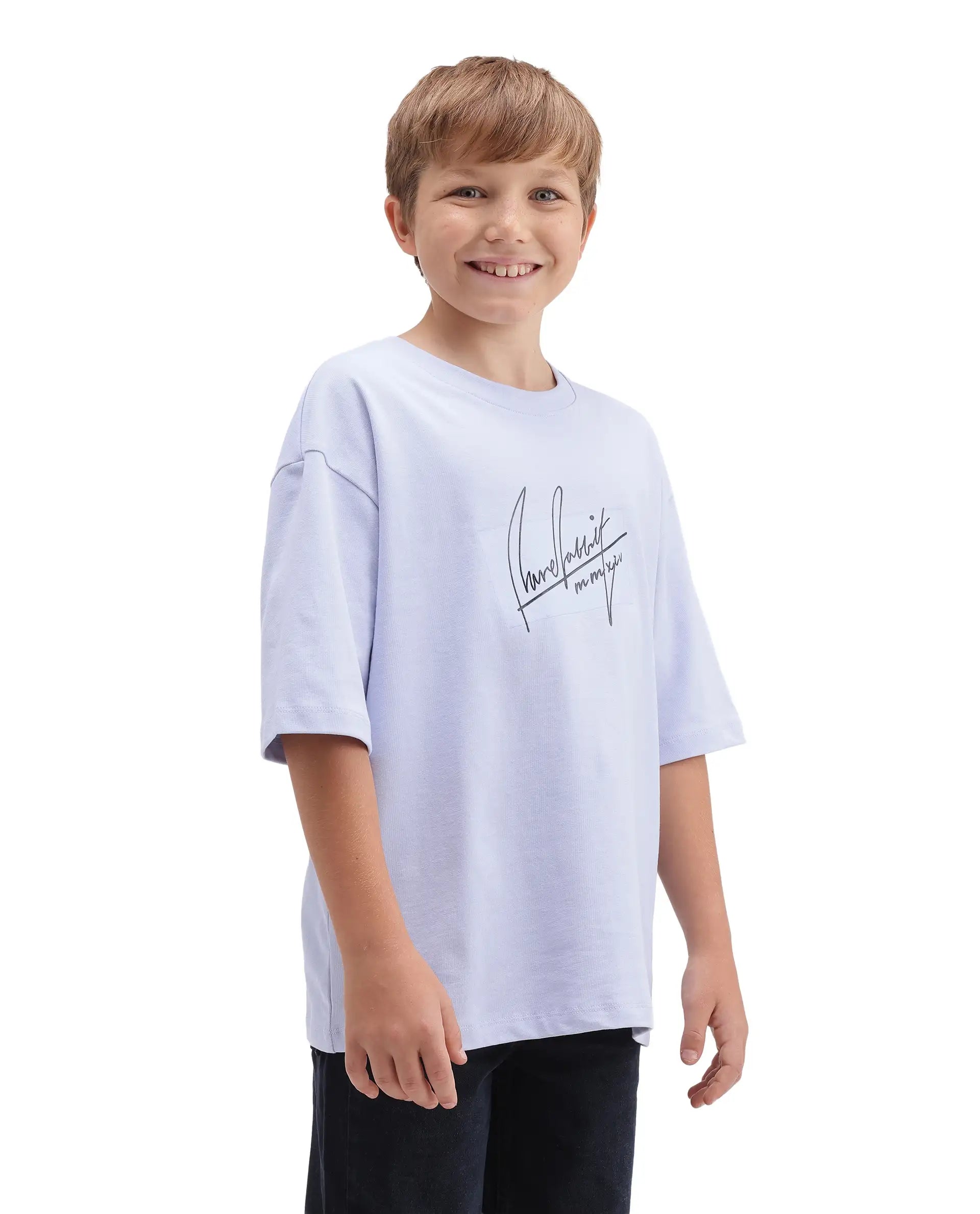 Rare Ones Kids Raydo-K Light Purple Cotton Fabric Pull-On Closure Oversized Fit T-Shirt