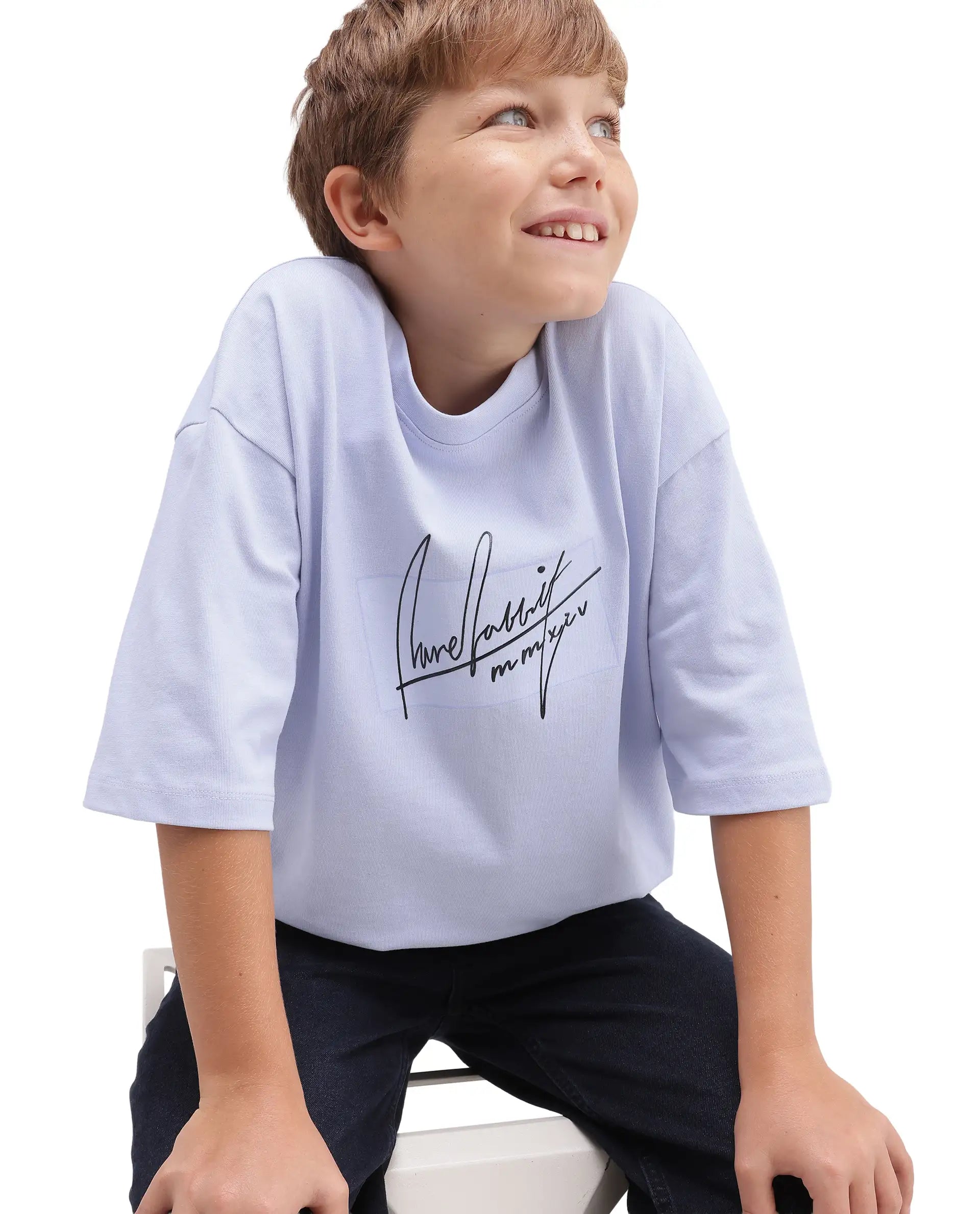 Rare Ones Kids Raydo-K Light Purple Cotton Fabric Pull-On Closure Oversized Fit T-Shirt