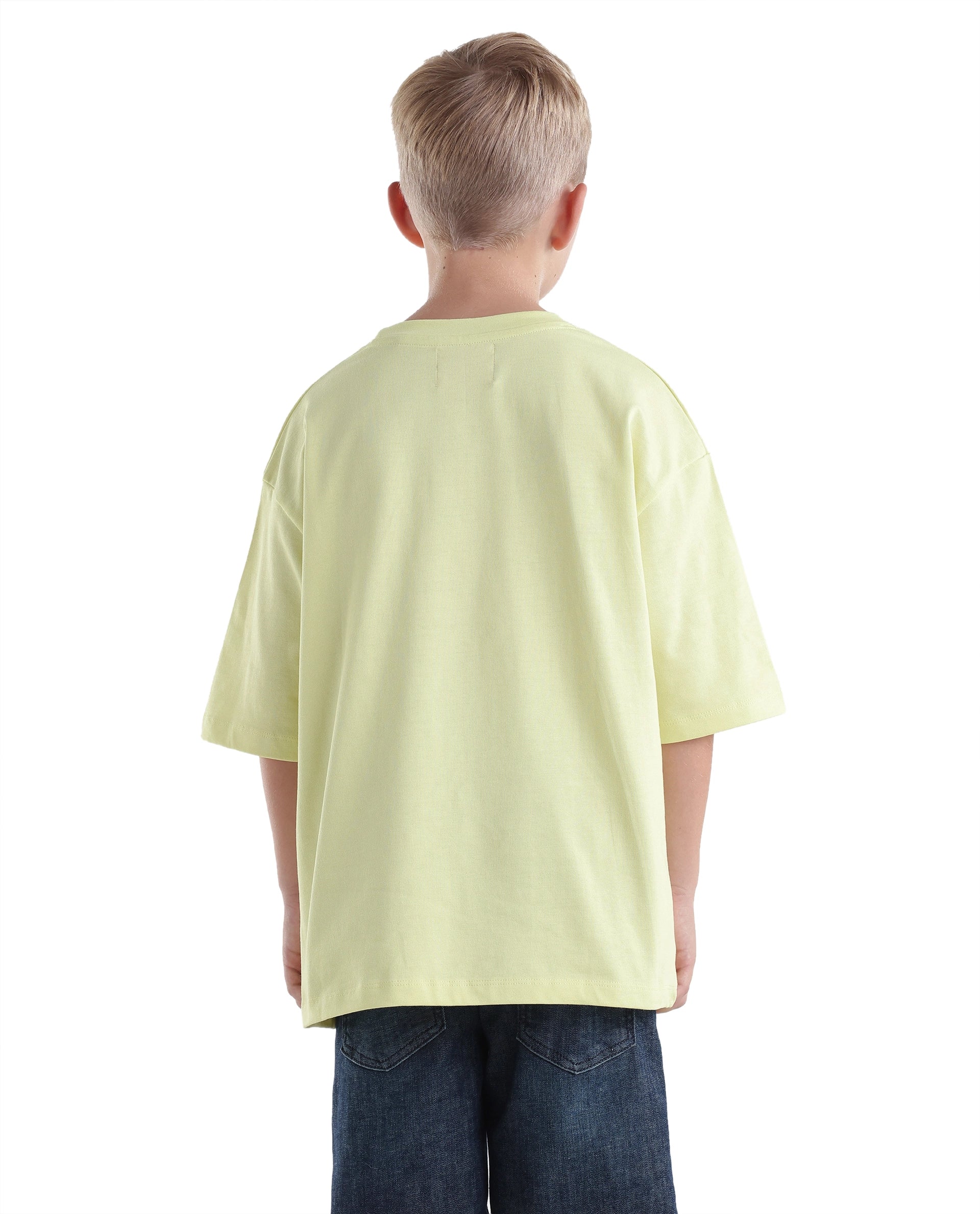 Rare Ones Kids Raydo-K Light Yellow Cotton Fabric Pull-On Closure Oversized Fit T-Shirt