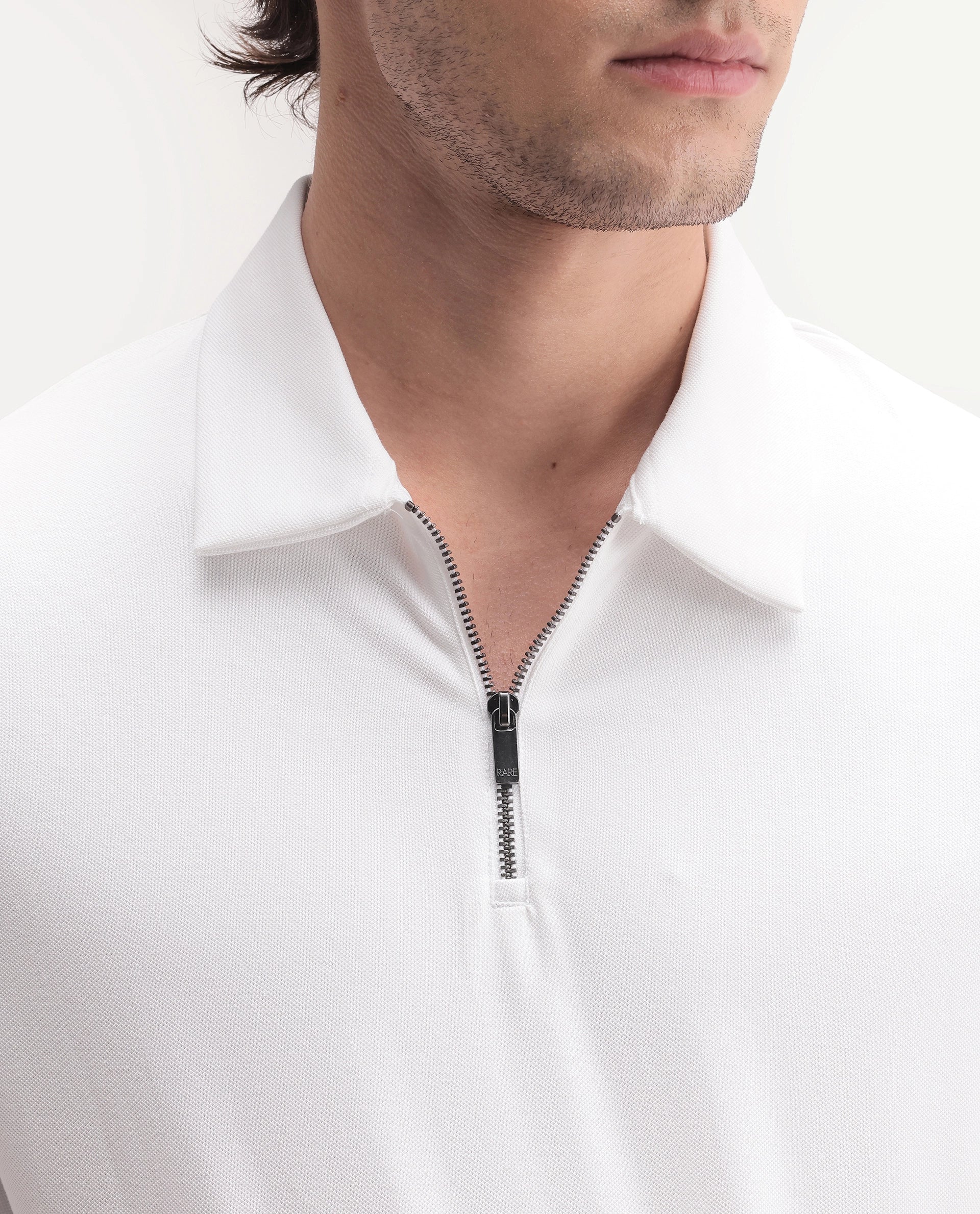 Rare Rabbit Men's Basic Rr-Corp-Cove White Cotton Blend Spread Collar Regular Plain Polo
