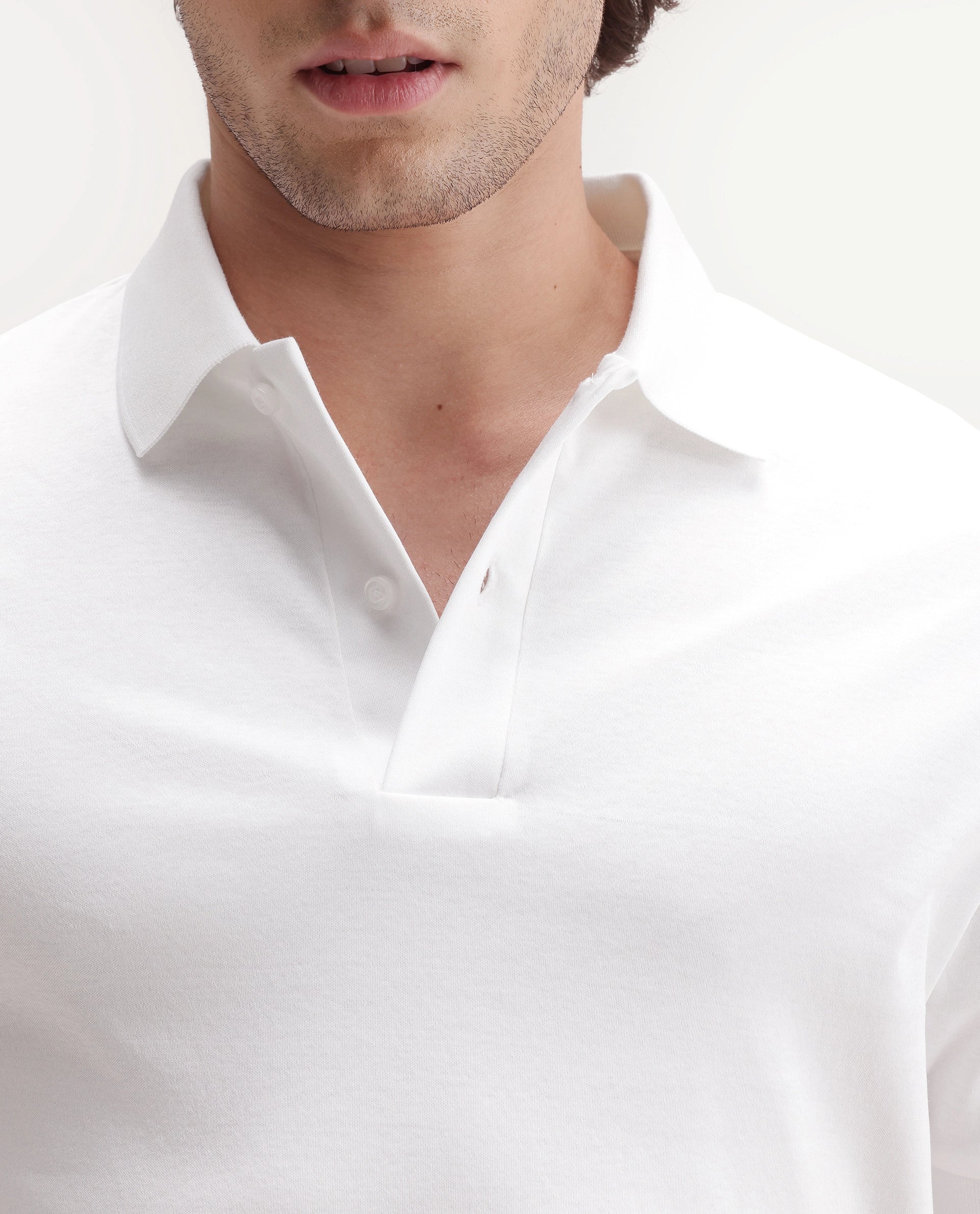 Rare Rabbit Men's Basic Rr-Corp-Tove White Cotton Spread Collar Regular Plain Polo