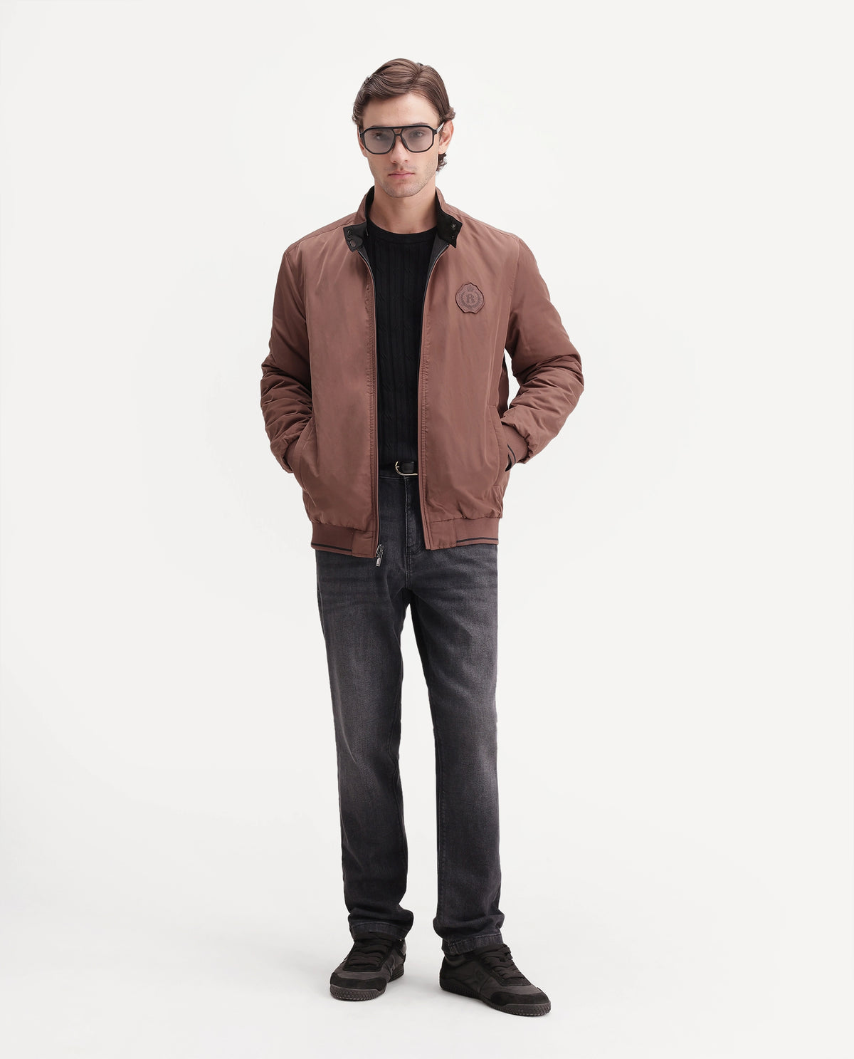 Rare Rabbit Men's Royban-26 Primary Black Polyester High Neck Regular Plain Jacket