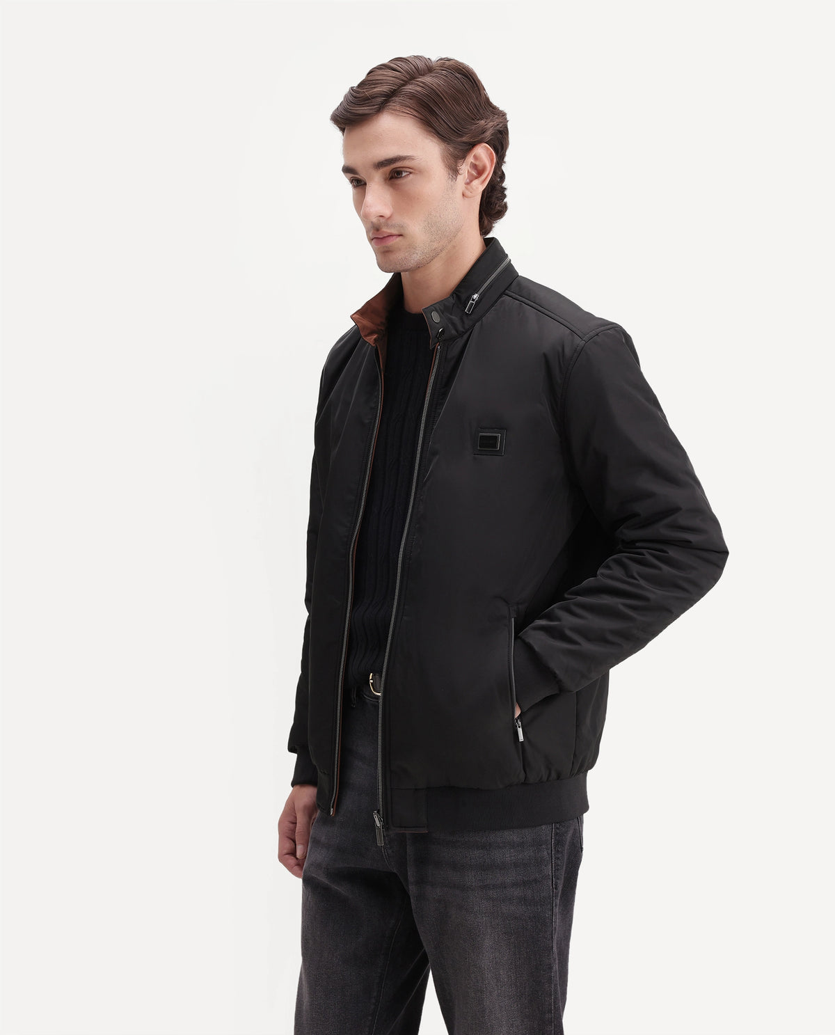 Rare Rabbit Men's Royban-26 Primary Black Polyester High Neck Regular Plain Jacket