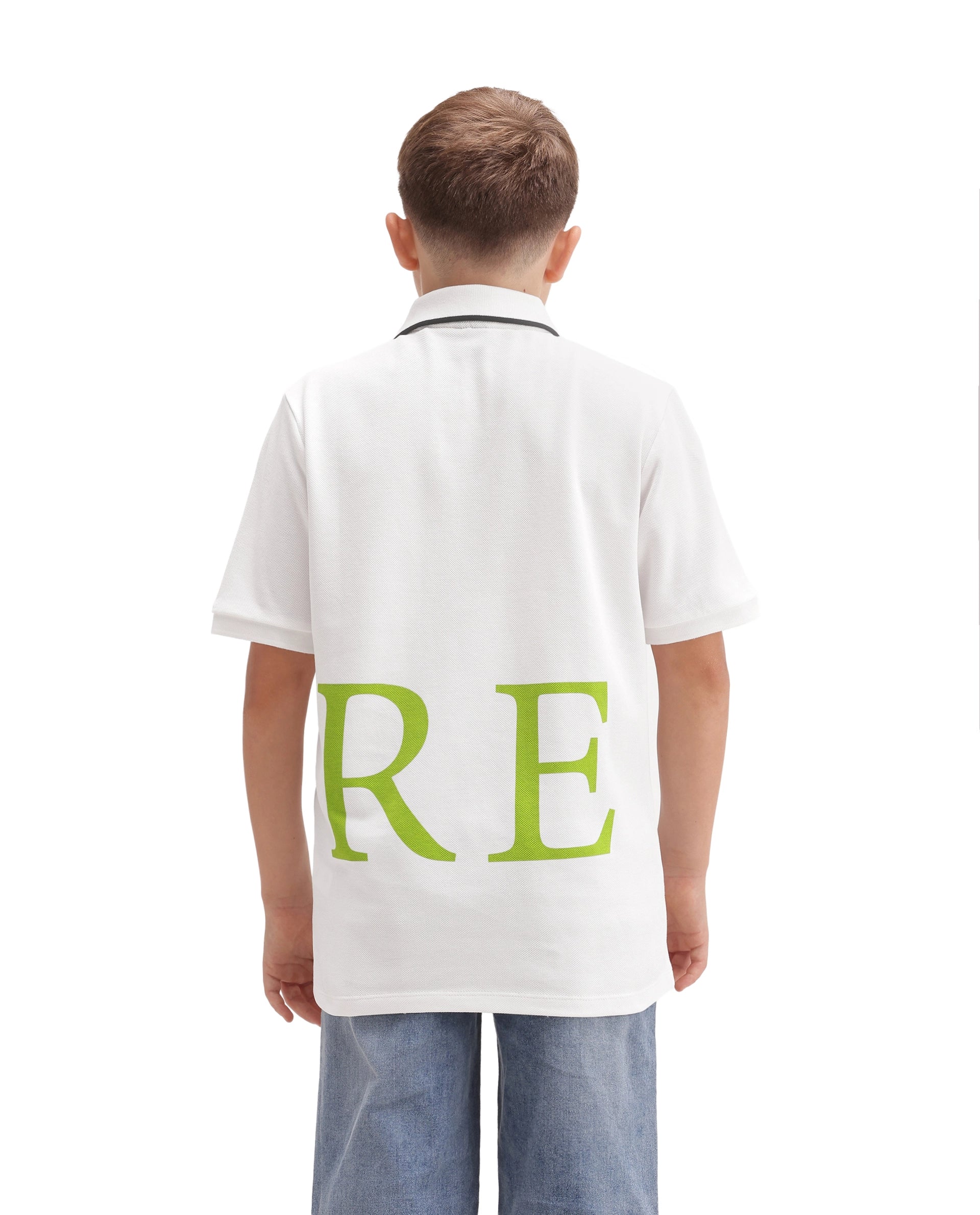 Rare Ones Kids Romeo Off White Cotton Fabric Button Closure Regular Fit Polo