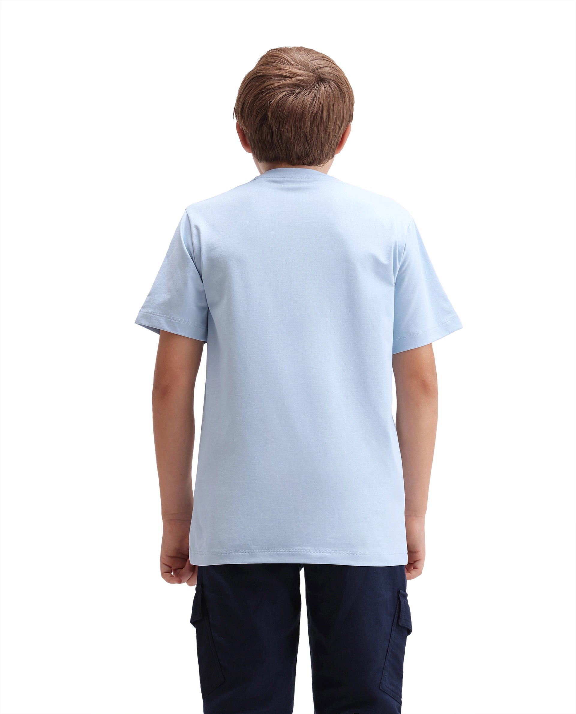 Rare Ones Kids Renz-K Pastel Blue Cotton Fabric Pull-On Closure Regular Fit T-Shirt