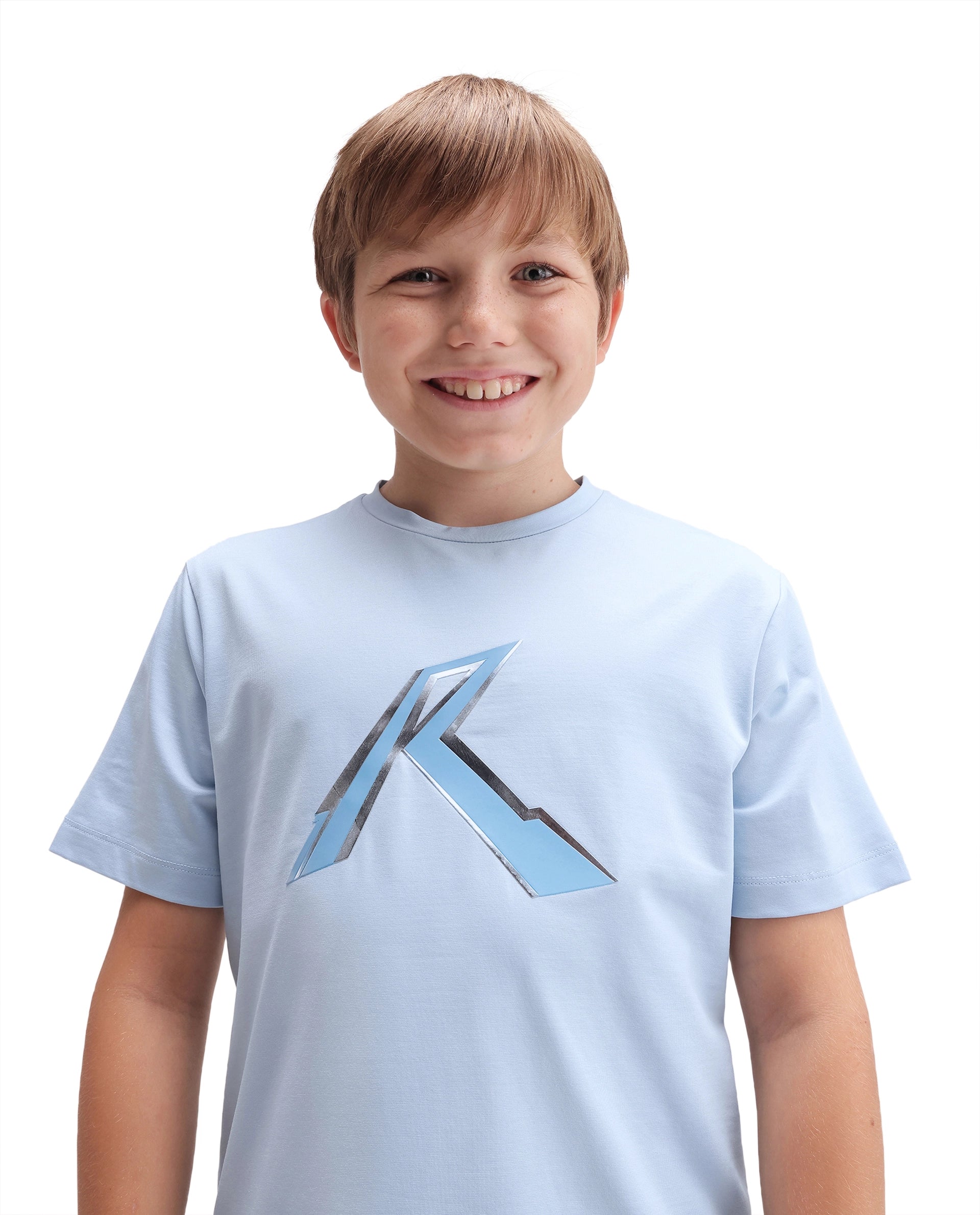Rare Ones Kids Renz-K Pastel Blue Cotton Fabric Pull-On Closure Regular Fit T-Shirt