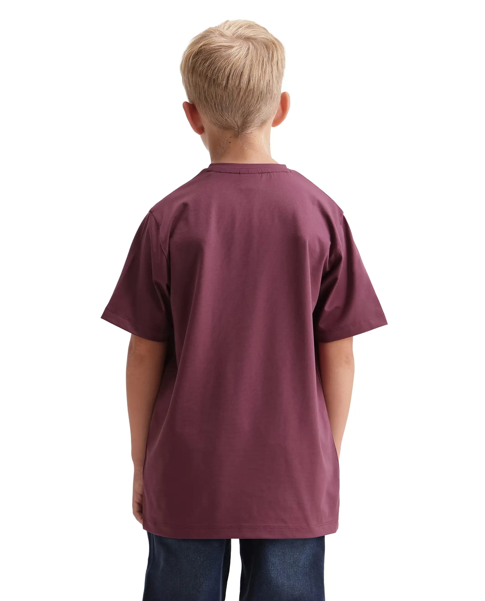 Rare Ones Kids Renz-K Dusky Purple Cotton Fabric Pull-On Closure Regular Fit T-Shirt