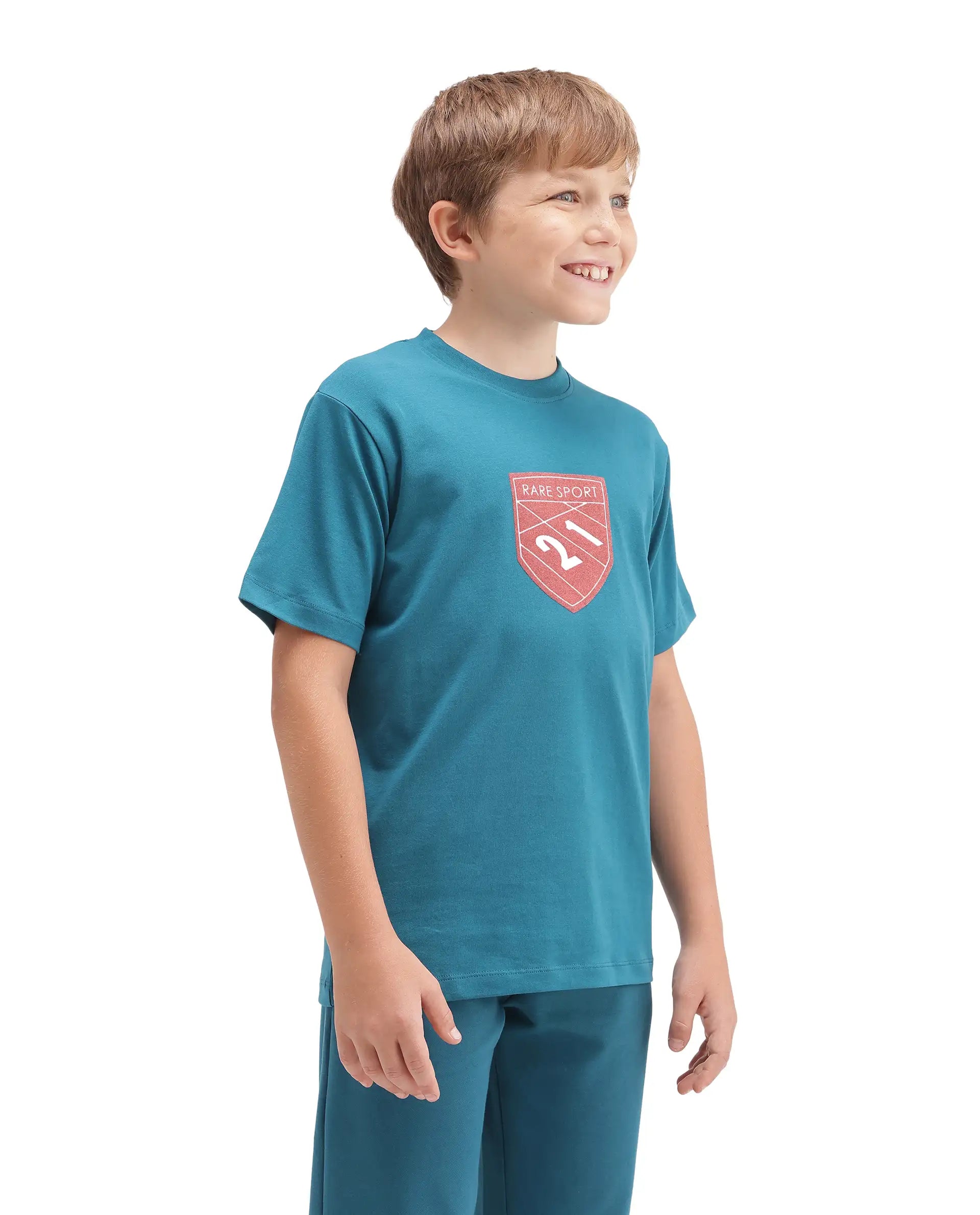 Rare Ones Kids Vars Blue Cotton Blend Fabric Pull-On Closure Regular Fit T-Shirt