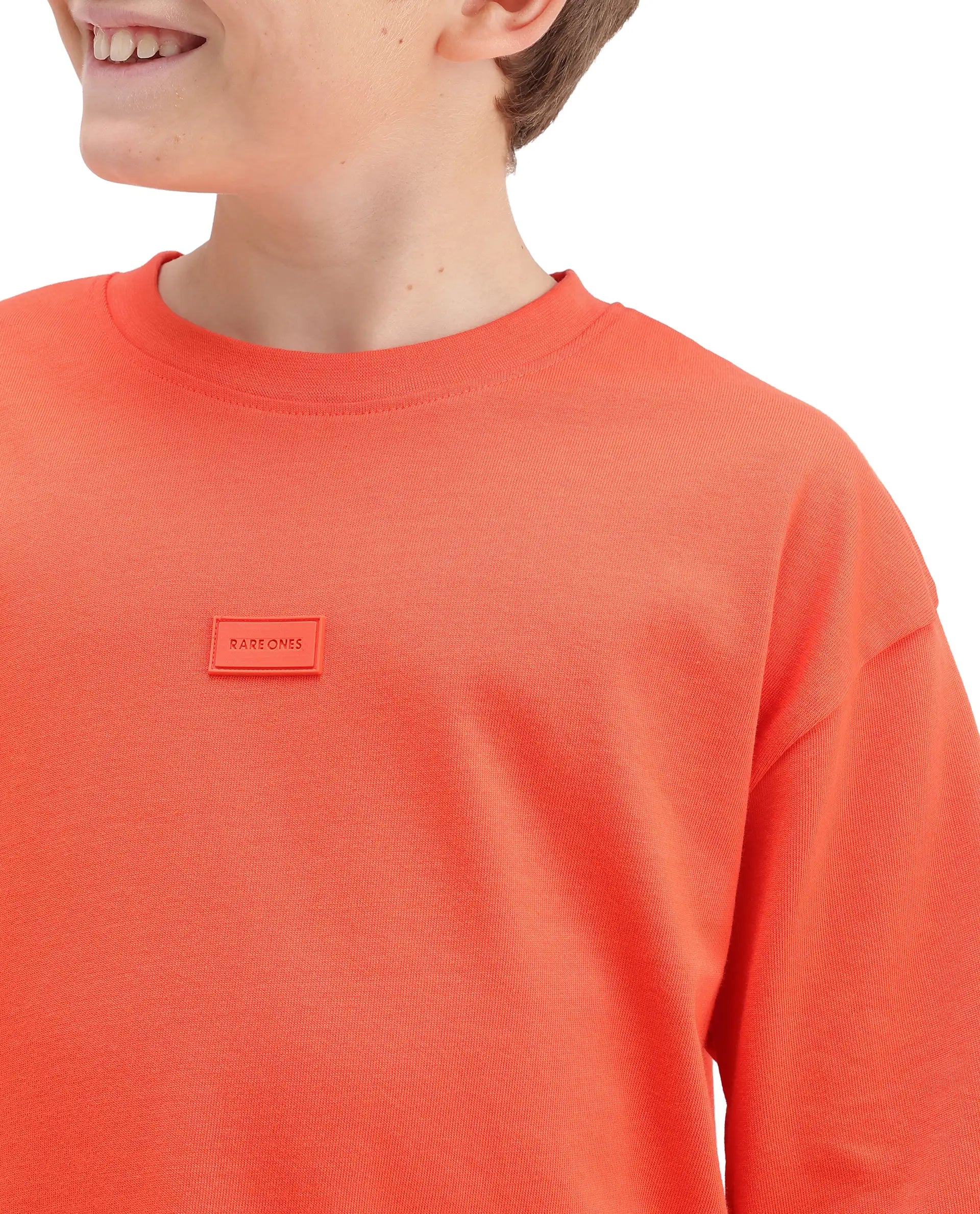 Rare Ones Kids Cato26-K Orange Cotton Fabric Pull-On Closure Oversized Fit T-Shirt