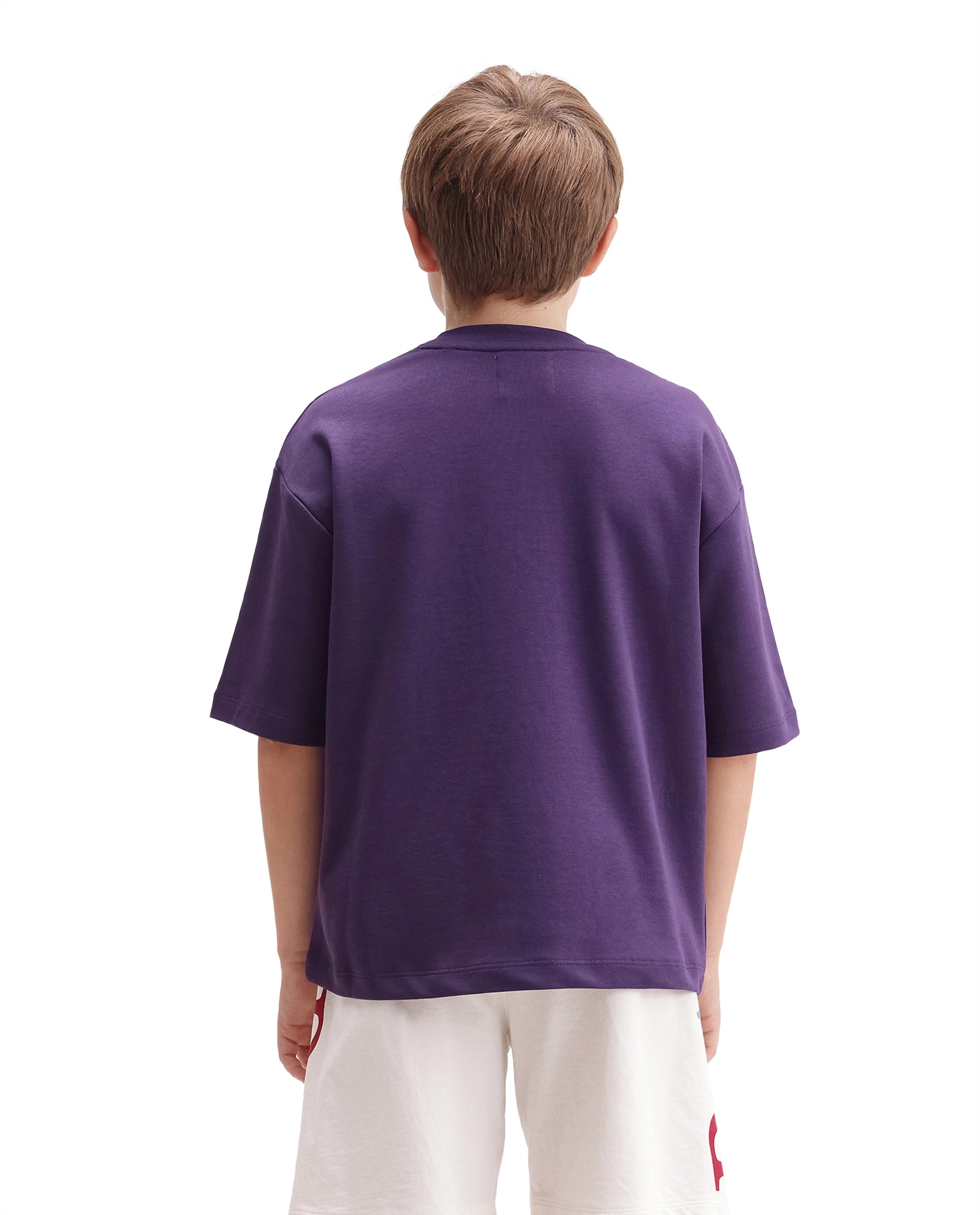Rare Ones Kids Mave Purple Cotton Blend Fabric Pull-On Closure Oversized Fit T-Shirt