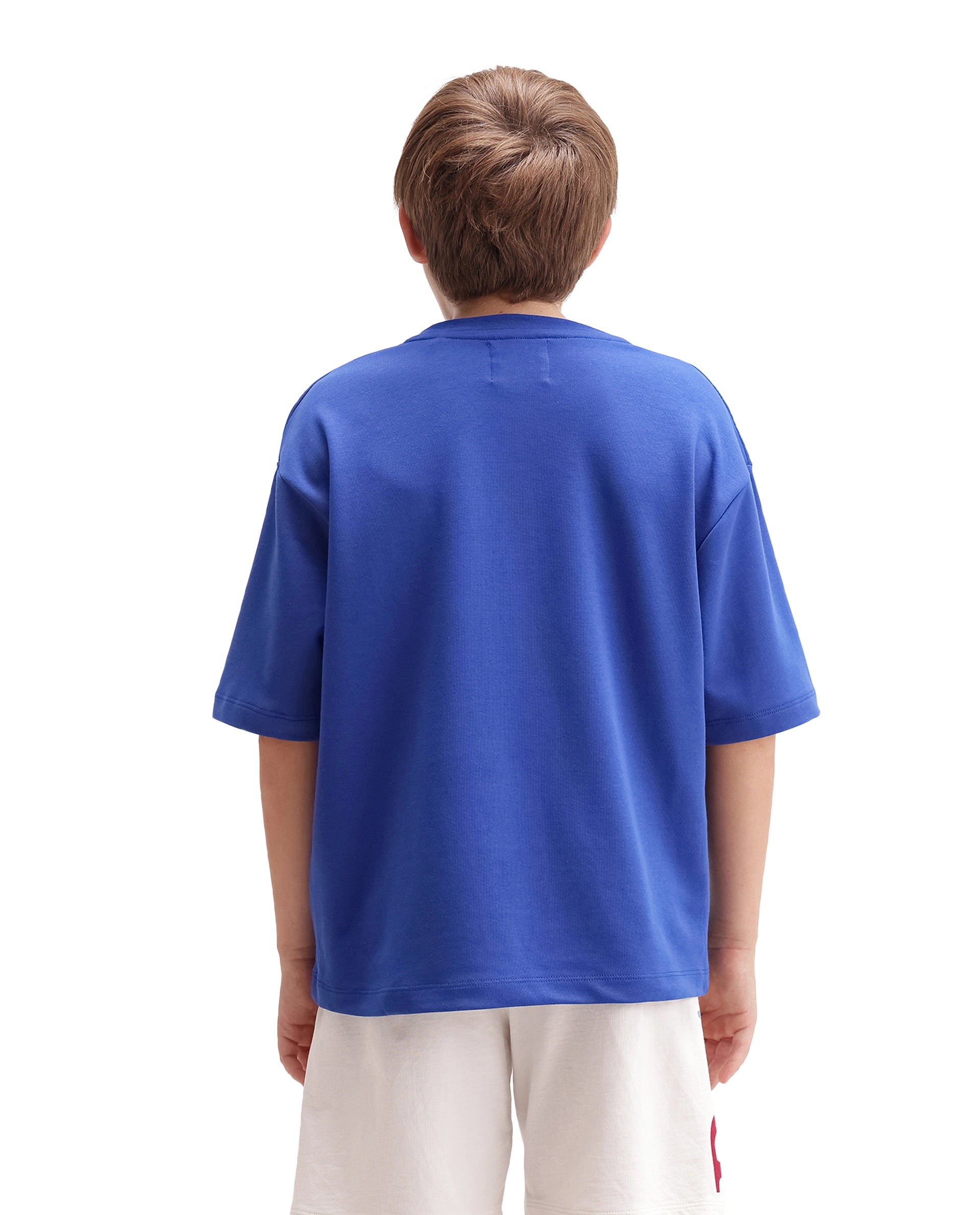 Rare Ones Kids Lero Blue Cotton Blend Fabric Pull-On Closure Oversized Fit T-Shirt