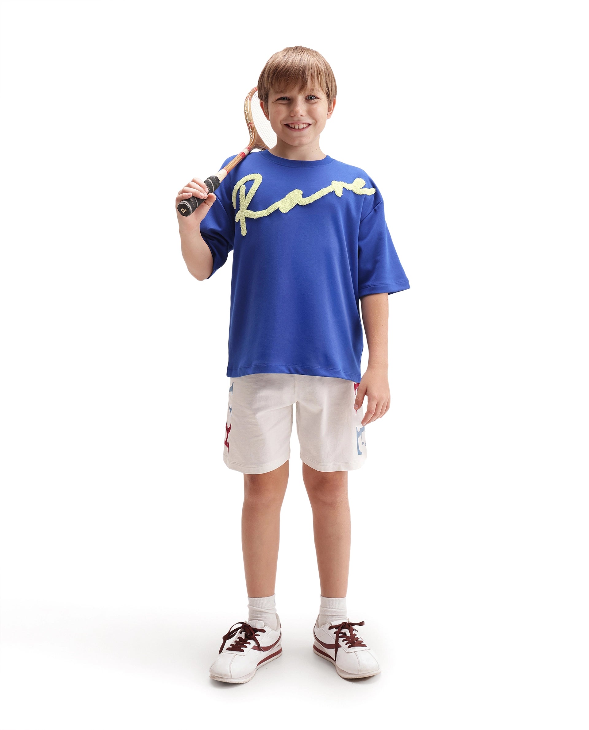 Rare Ones Kids Lero Blue Cotton Blend Fabric Pull-On Closure Oversized Fit T-Shirt