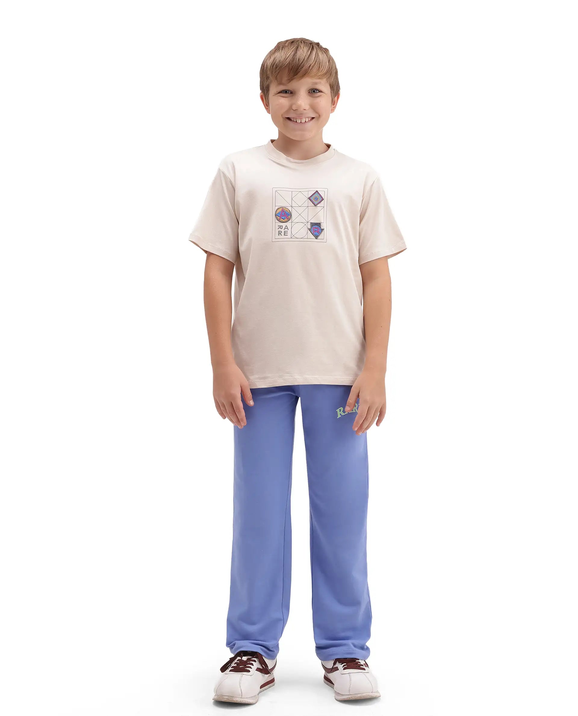 Rare Ones Kids Edgar Purple Cotton Fabric Drawstring Closure Regular Plain Track Pant