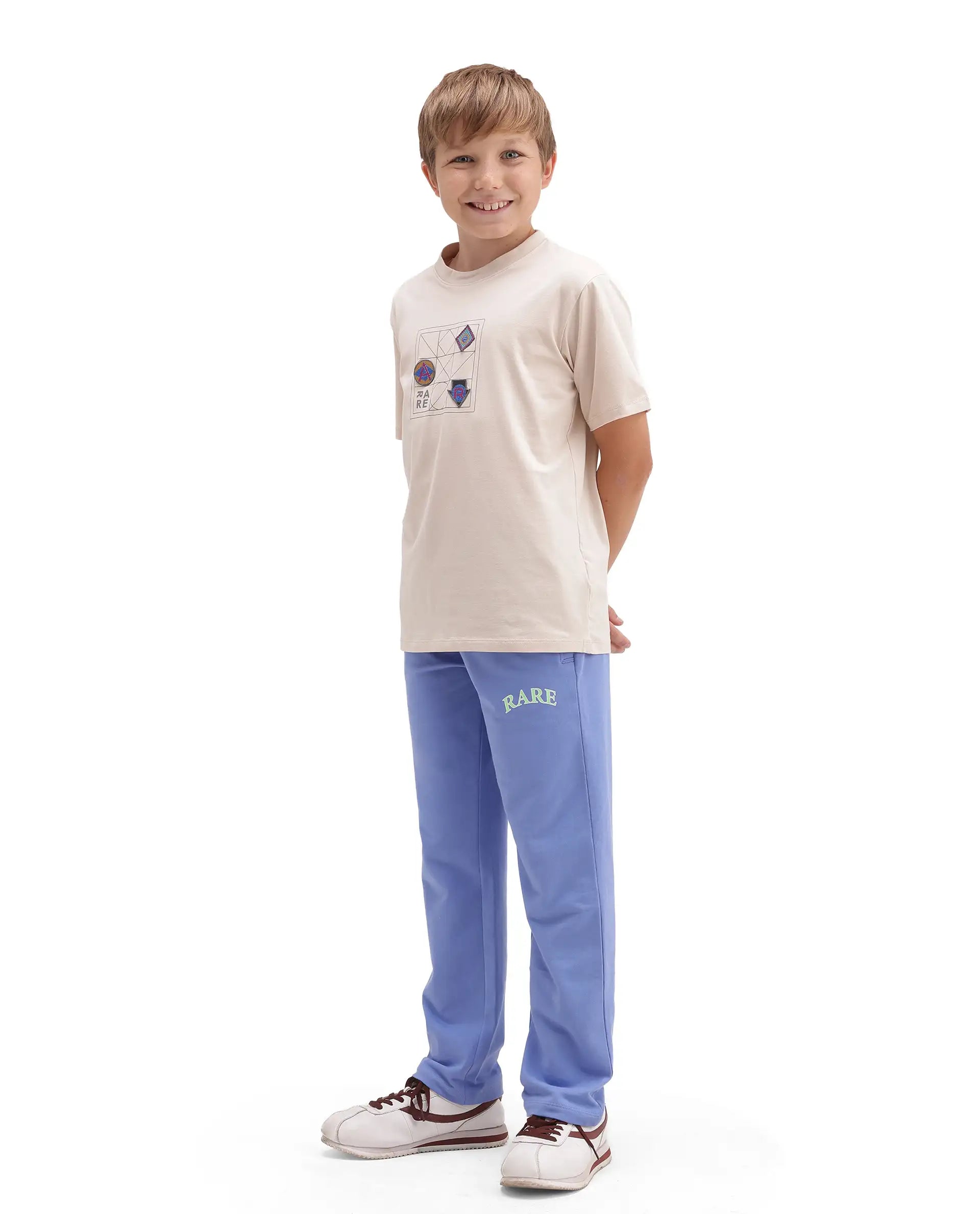 Rare Ones Kids Edgar Purple Cotton Fabric Drawstring Closure Regular Plain Track Pant