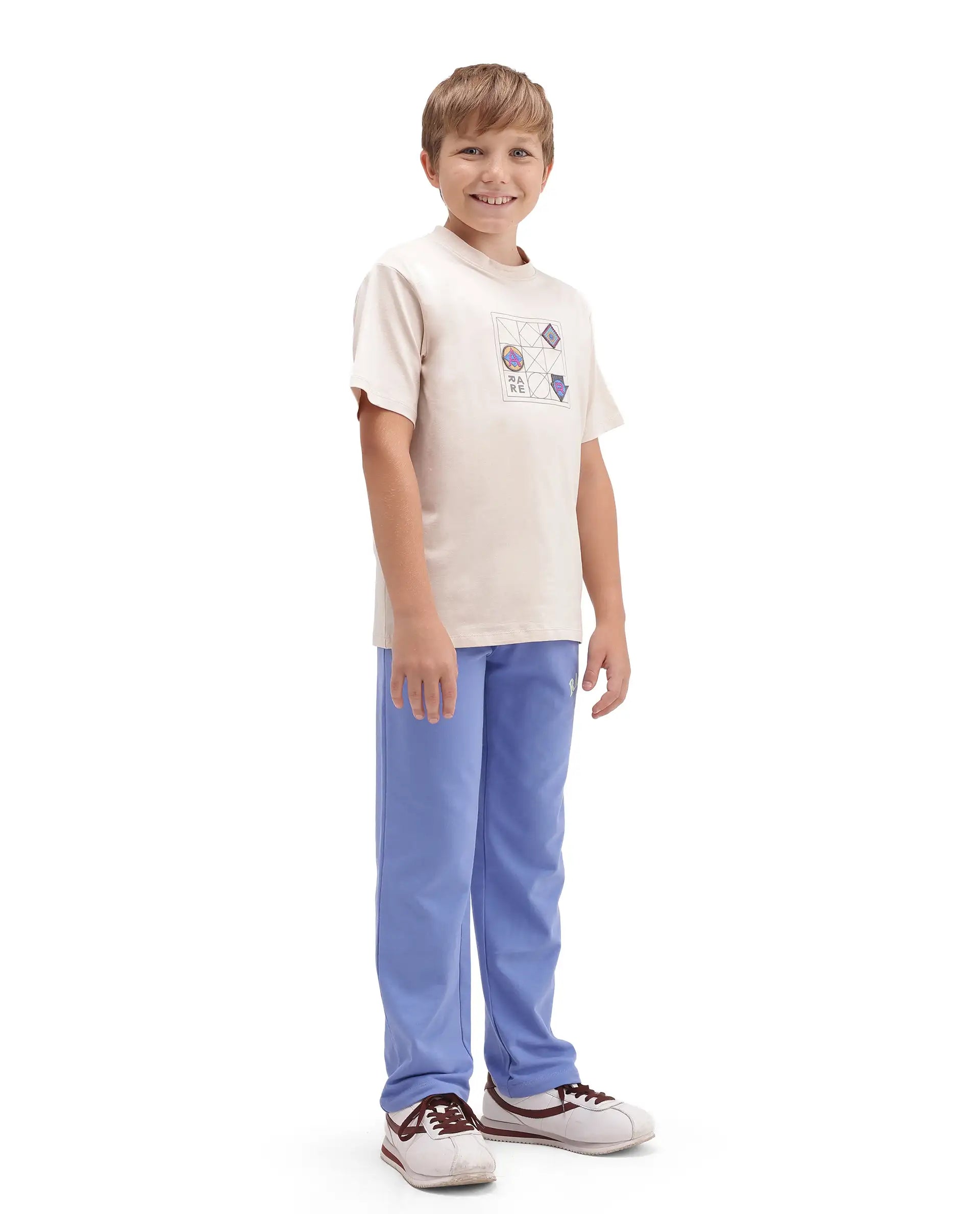 Rare Ones Kids Edgar Purple Cotton Fabric Drawstring Closure Regular Plain Track Pant