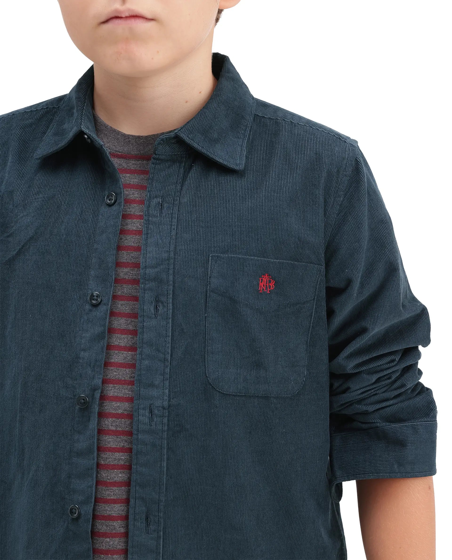 Rare Ones Kids Ceon Teal Cotton Fabric Button Closure Regular Plain Shirt