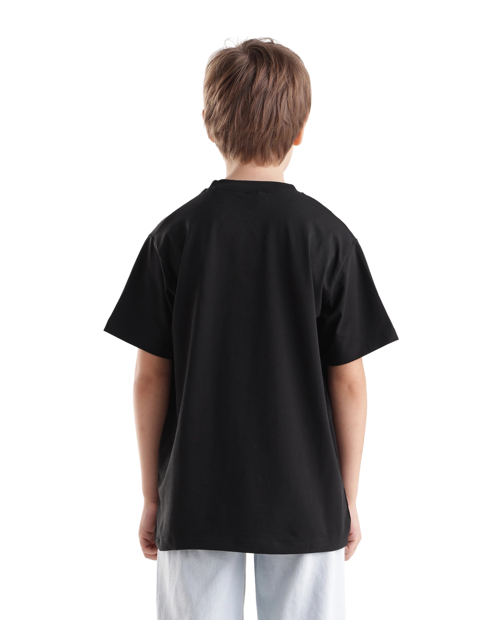 Rare Ones Kids Bunt Black Cotton Blend Fabric Pull-On Closure Regular Fit Graphic Print T-Shirt
