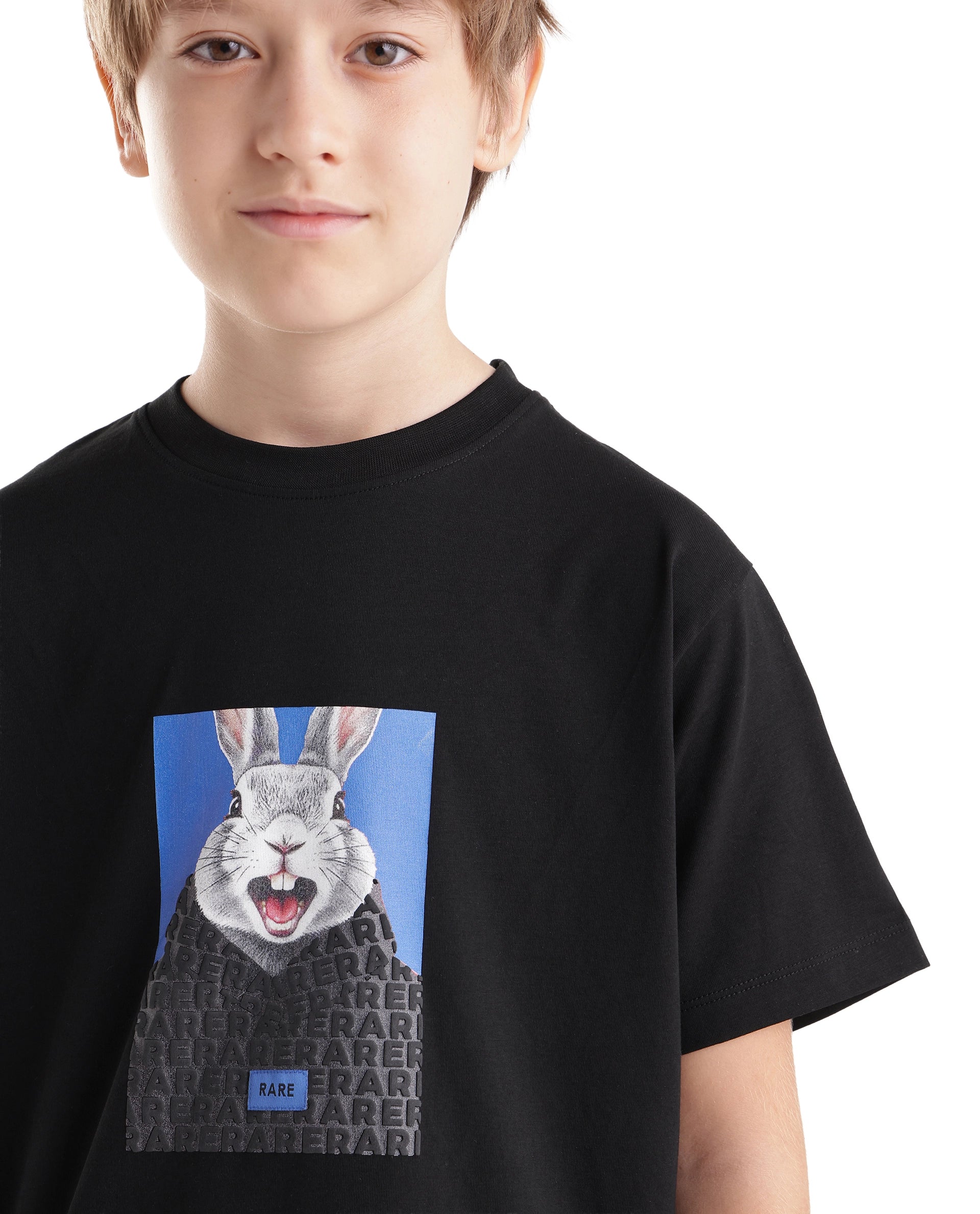 Rare Ones Kids Bunt Black Cotton Blend Fabric Pull-On Closure Regular Fit Graphic Print T-Shirt
