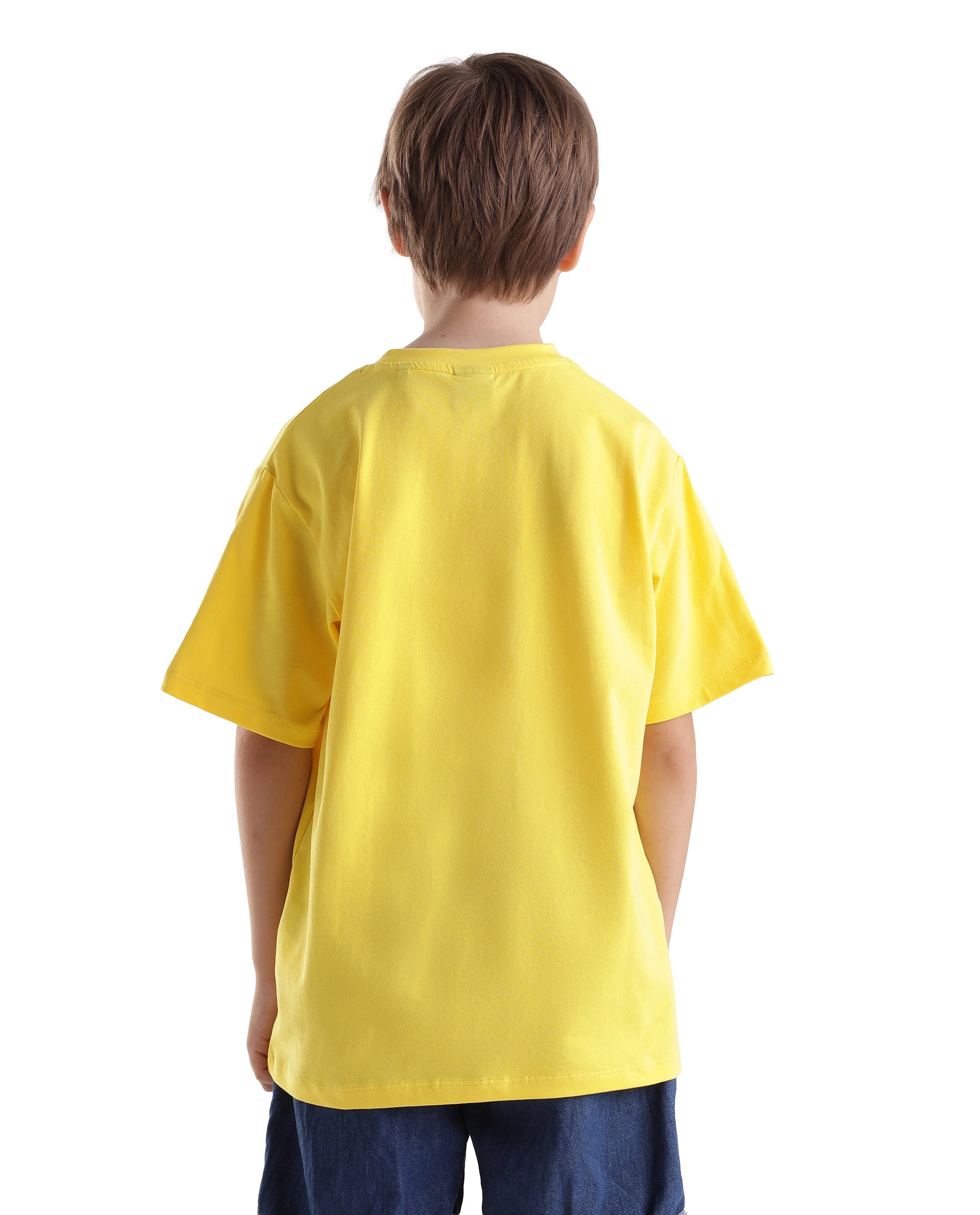 Rare Ones Kids Bask Yellow Cotton Blend Fabric Pull-On Closure Regular Fit Graphic Print T-Shirt