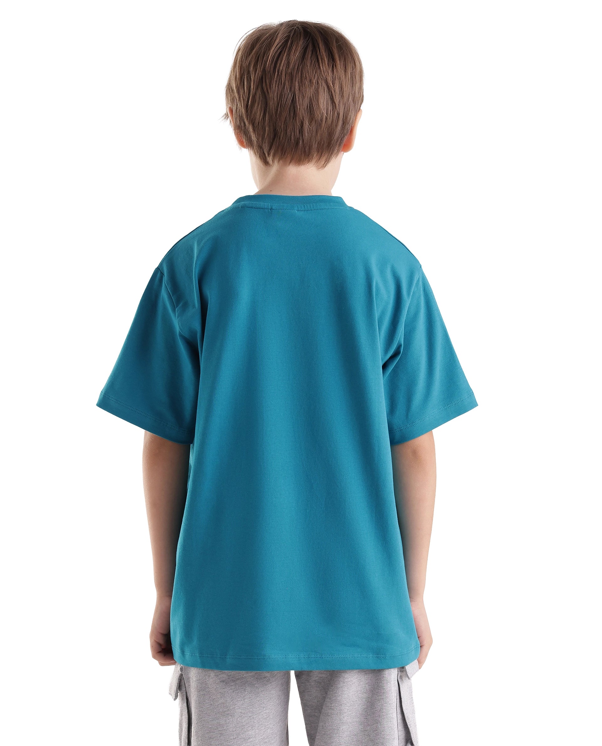 Rare Ones Kids Fran Teal Cotton Blend Fabric Pull-On Closure Regular Fit Graphic Print T-Shirt