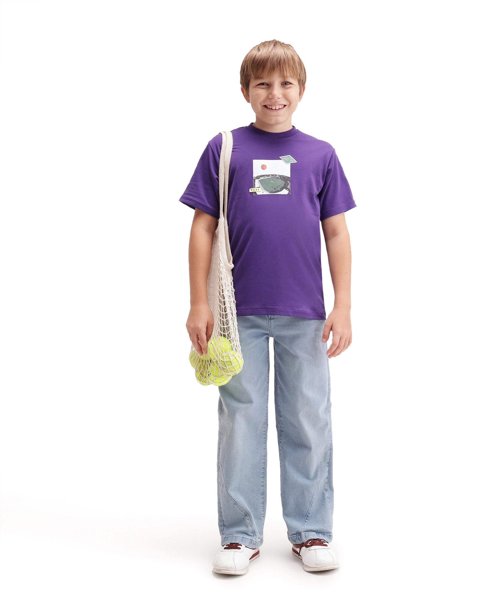 Rare Ones Kids Cric Dark Purple Cotton Blend Fabric Pull-On Closure Regular Fit Graphic Print T-Shirt