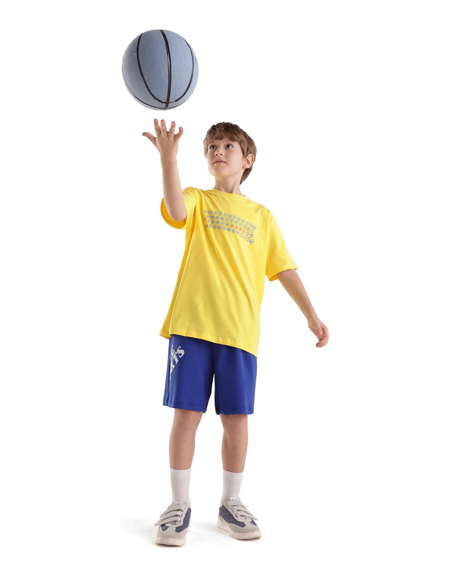 Rare Ones Kids Key Yellow Cotton Blend Fabric Pull-On Closure Regular Fit Graphic Print T-Shirt