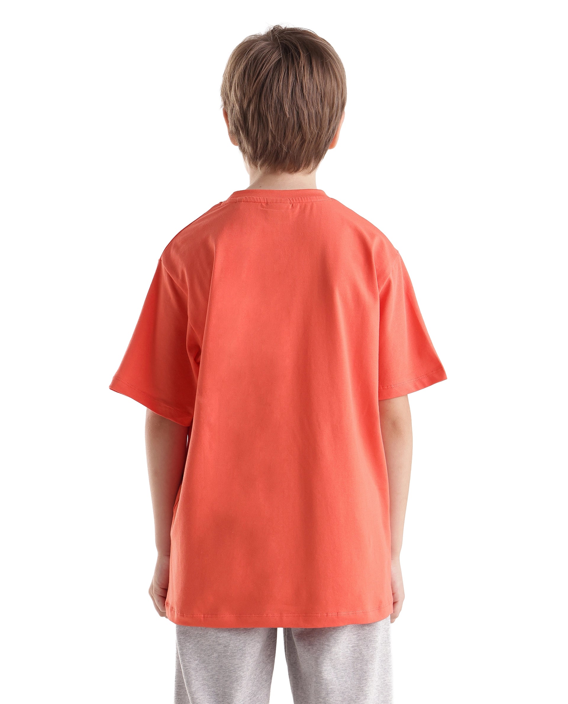 Rare Ones Kids Azure Orange Cotton Blend Fabric Pull-On Closure Regular Fit Graphic Print T-Shirt