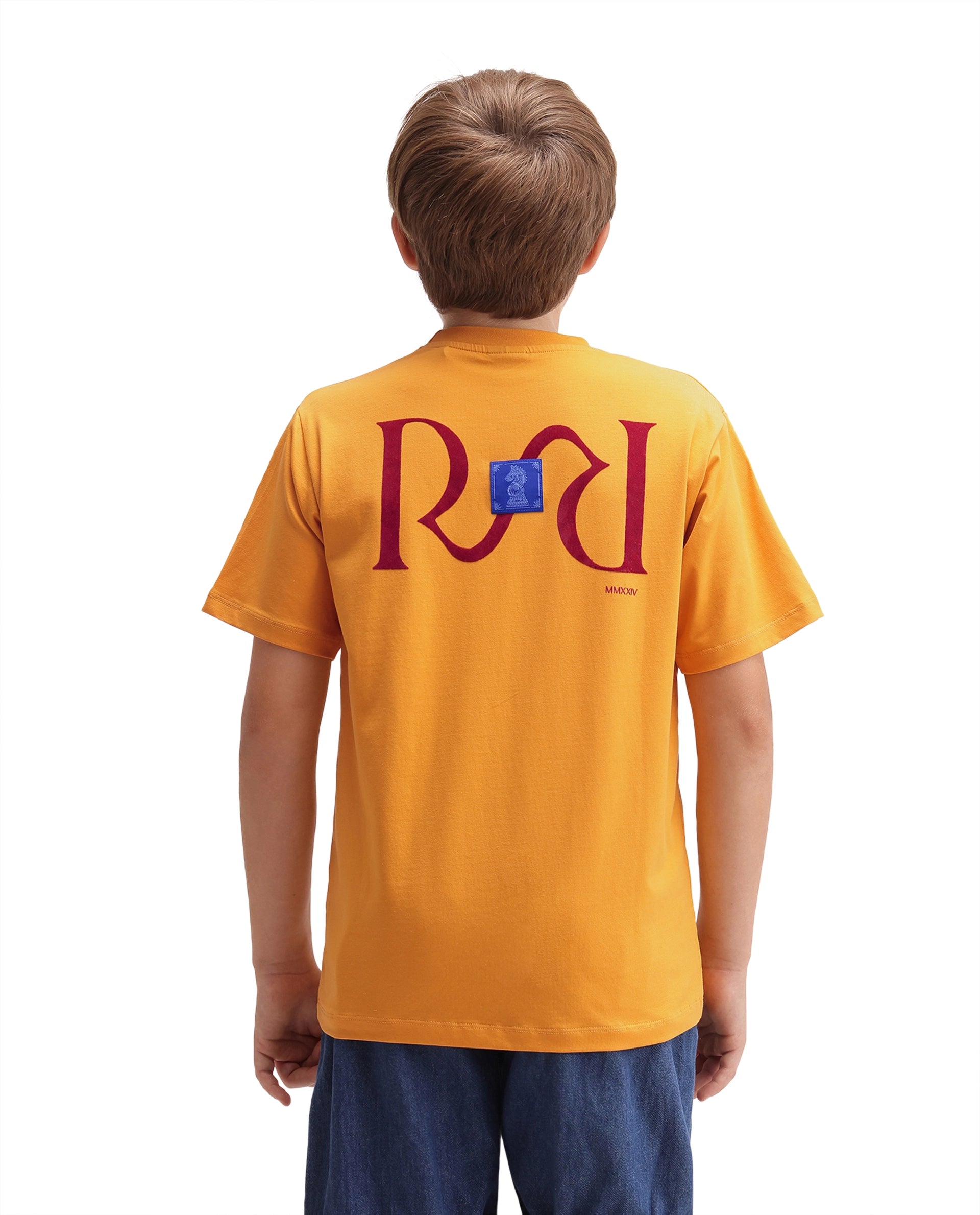 Rare Ones Kids Fego Dark Yellow Cotton Blend Fabric Pull-On Closure Regular Fit Graphic Print T-Shirt