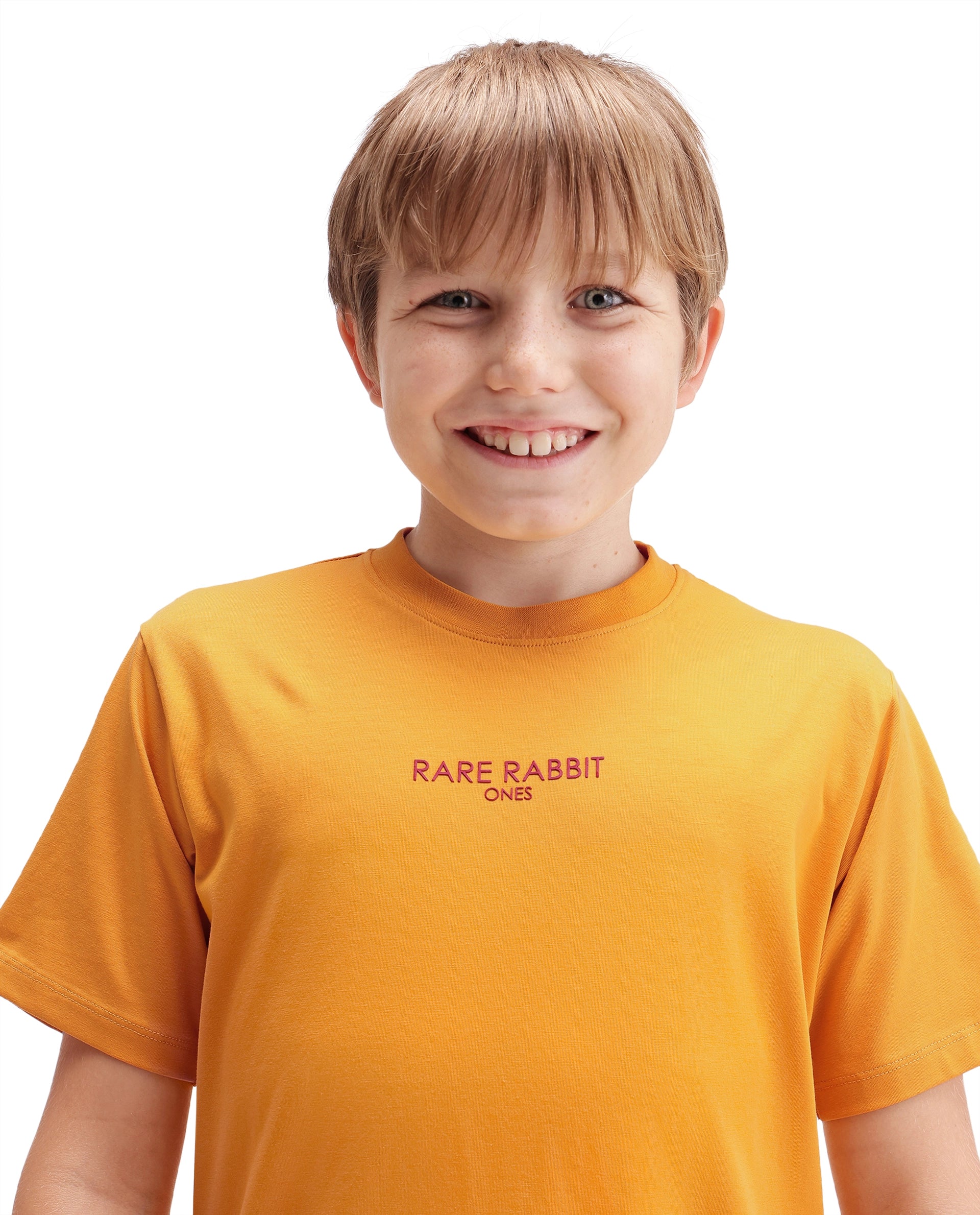 Rare Ones Kids Fego Dark Yellow Cotton Blend Fabric Pull-On Closure Regular Fit Graphic Print T-Shirt